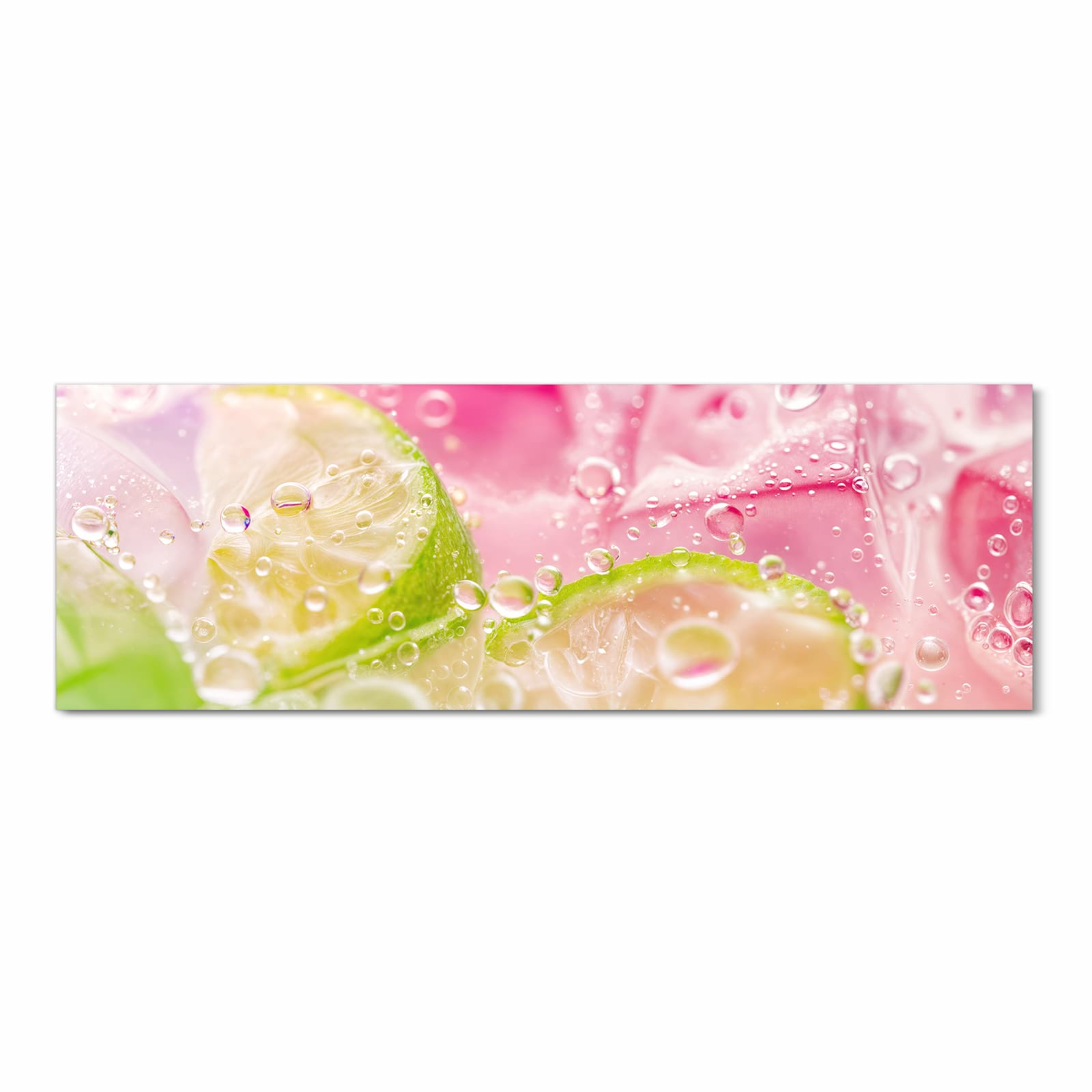 Langlebiger waschbarer Küchenteppich mit Motiv Limetten Spritzer in Frontansicht