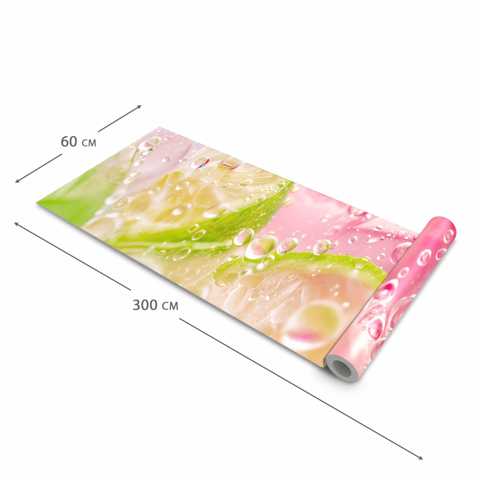 Pflegeleichter waschbarer Küchenläufer mit Motiv Limetten Spritzer in der Größe 60x90 cm