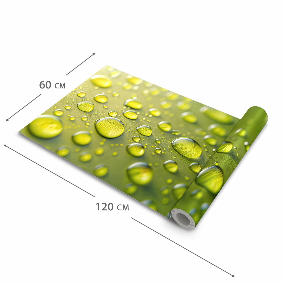 Feuchtigkeitsresistenter Küchenteppich mit Motiv Wassertropfen anschaulich in der Grösse 60x90 cm