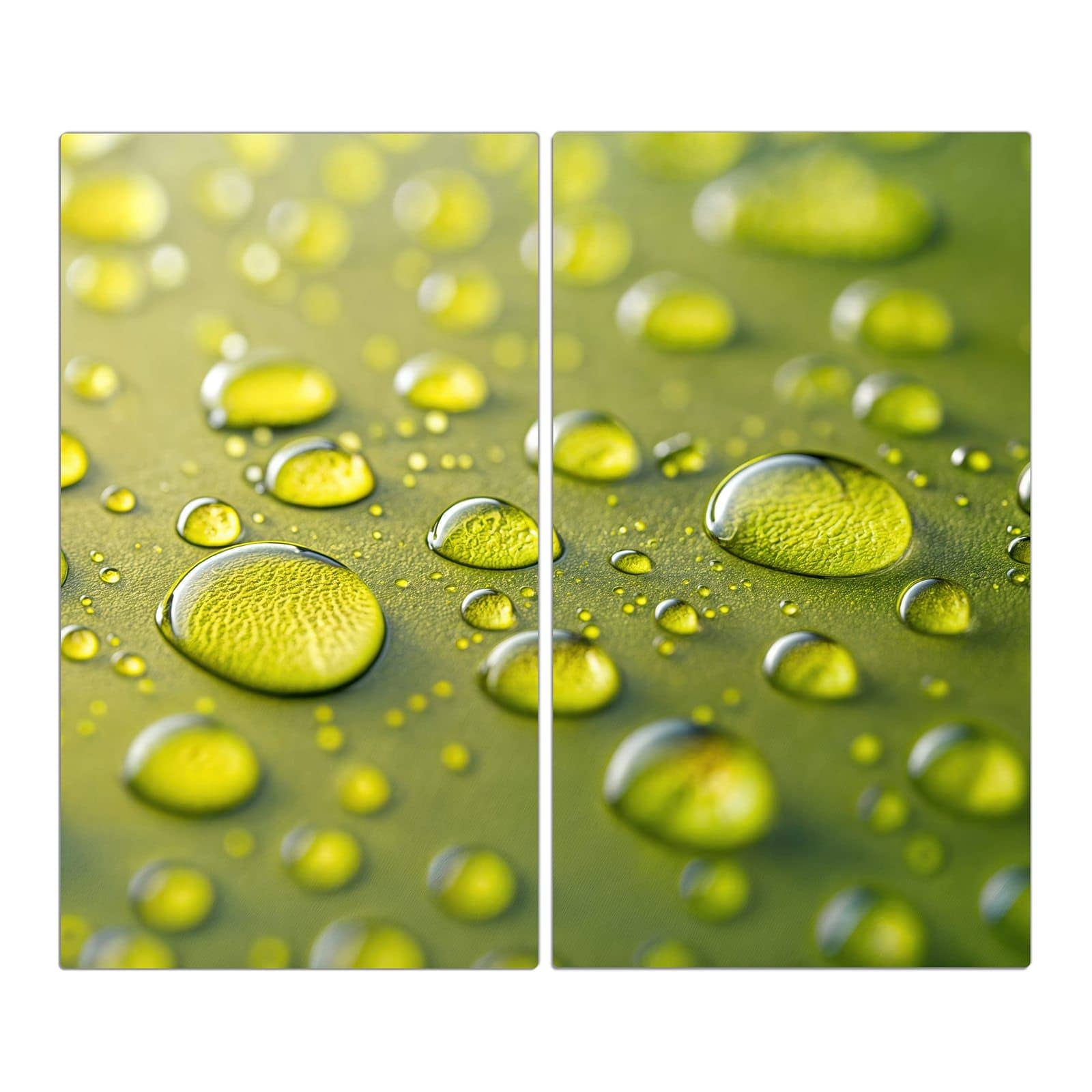 2-teilige Herdabdeckplatte Induktion mit Wassertropfen Nah-Motiv in der Frontansicht #grösse_2-Teilig (60x52cm)