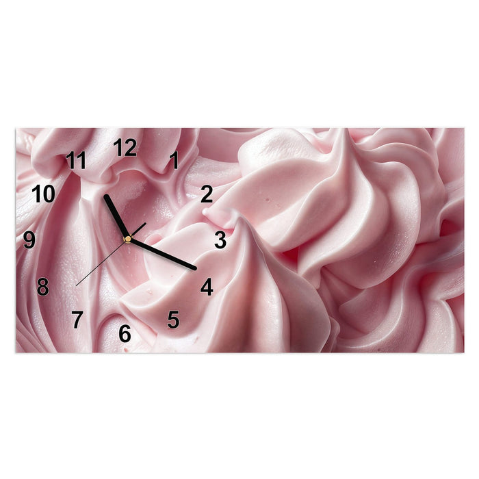 Wanduhr Zartes Schaumcreme aus Glas – Querformat 60 × 30 cm mit Ziffernblatt Modern