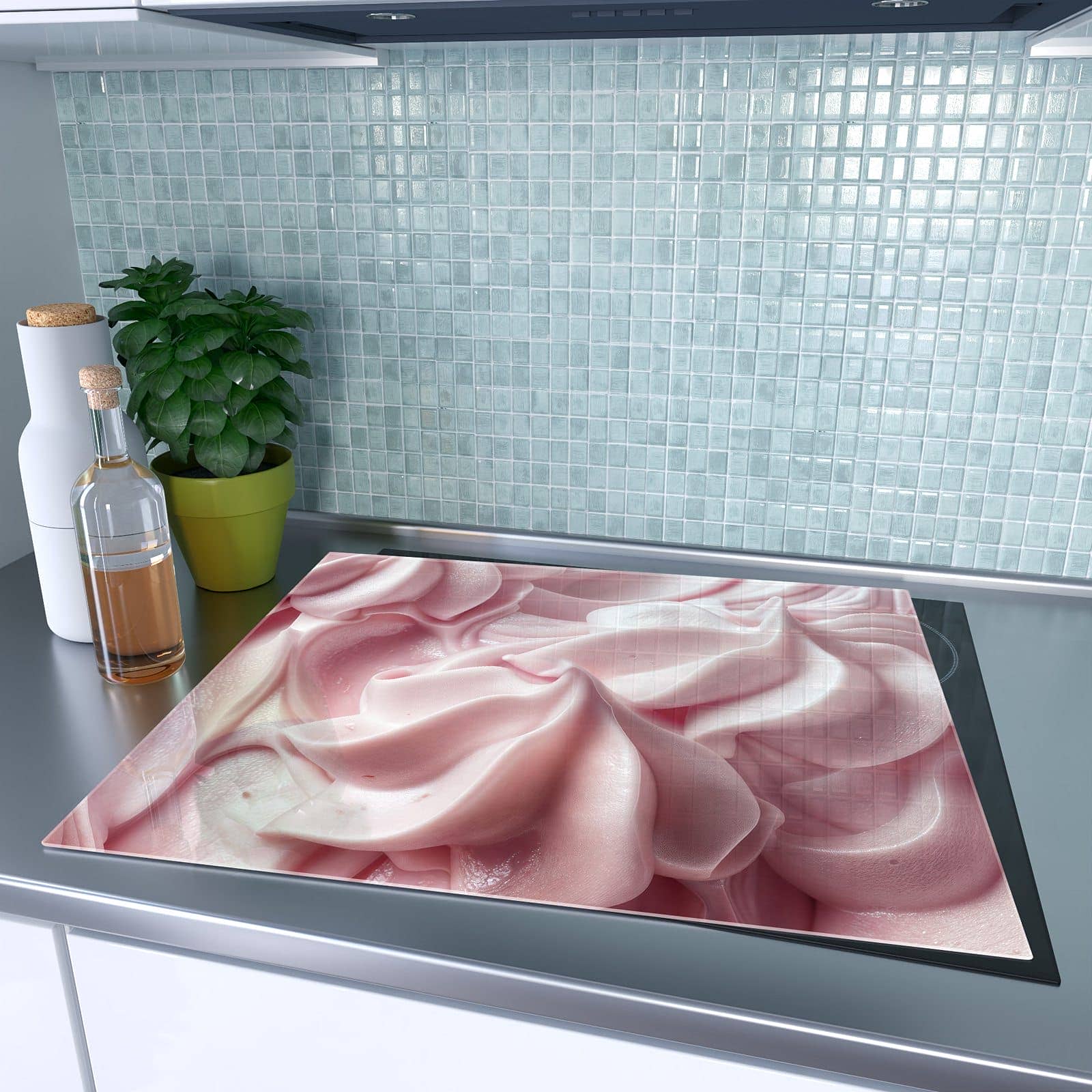 1-teilige Herdabdeckplatte mit Zartes Schaumcreme-Motiv auf dem Ceranfeld