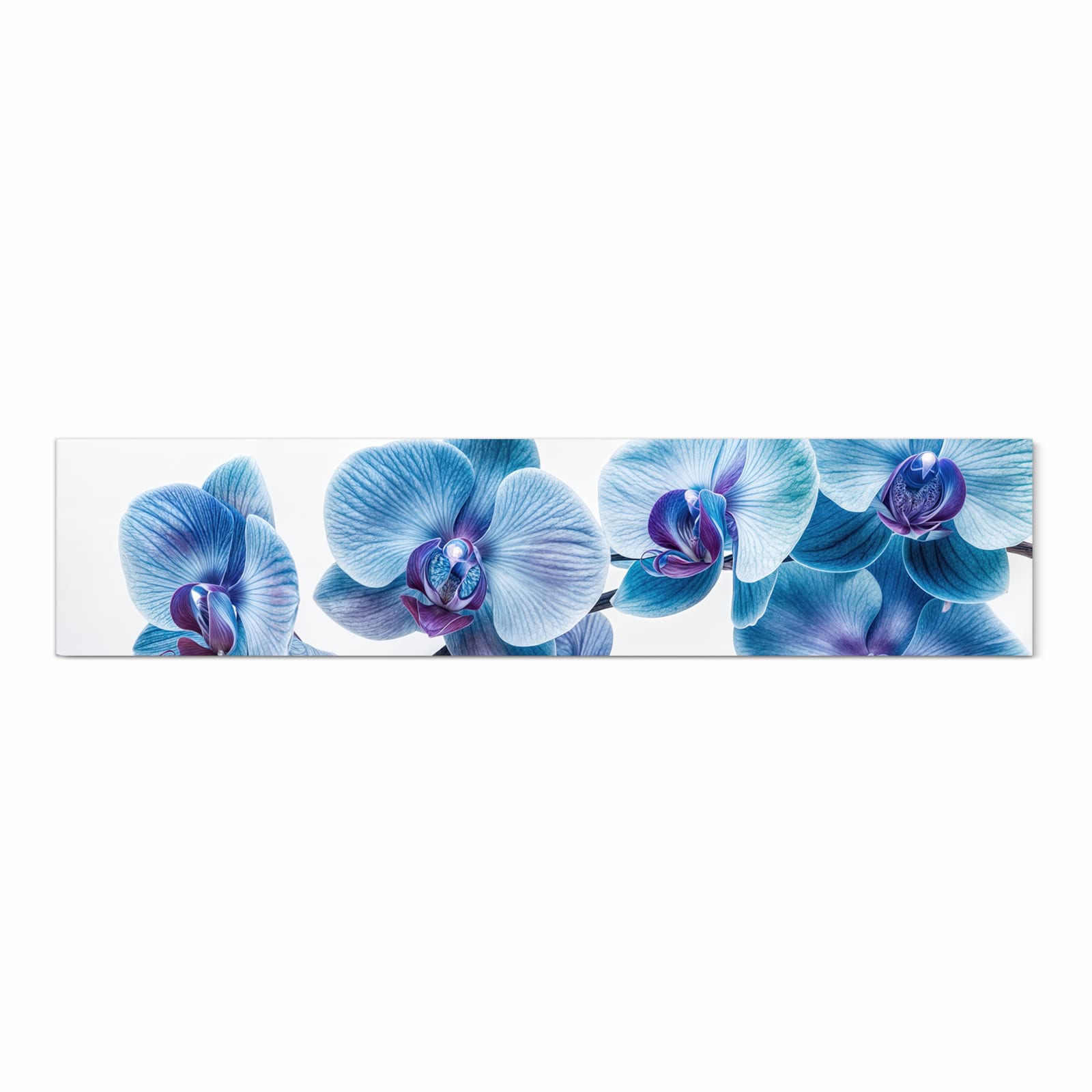 Hygienischer rutschfester Küchenläufer mit Motiv Blaue Orchideen Blüte in Frontansicht