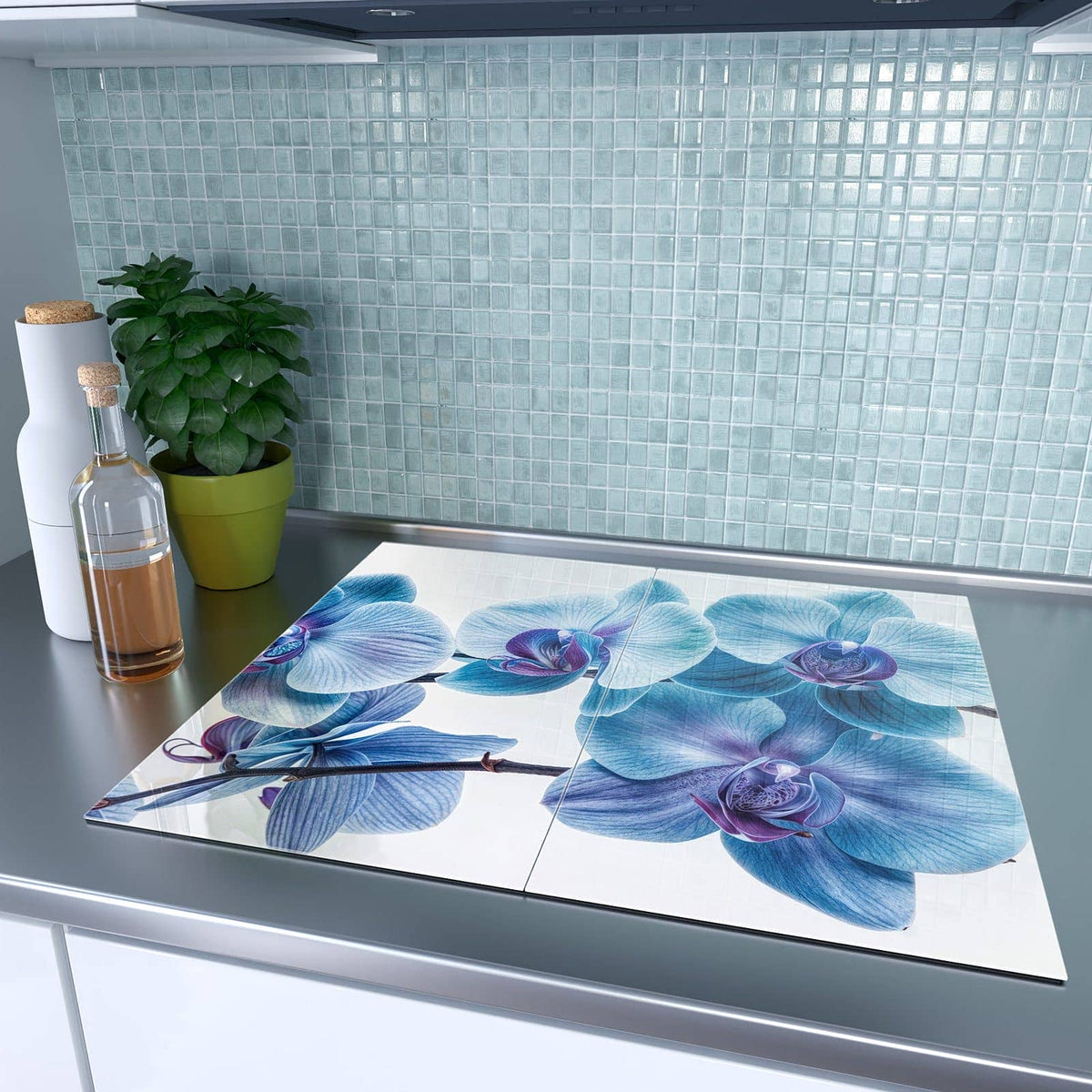 Herdabdeckplatte Blauviolette Orchidee – Orchideen in Blau und Violett