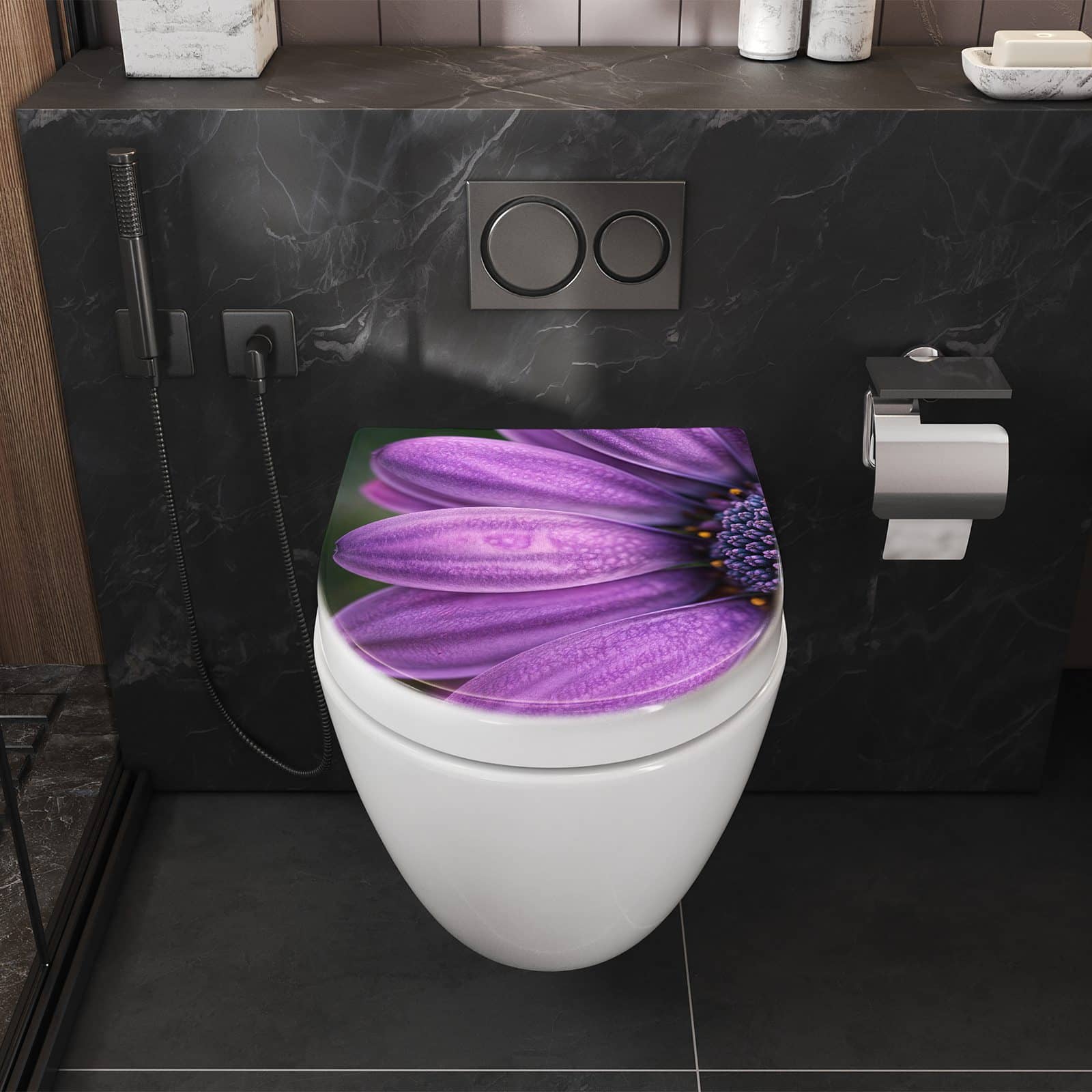 WC-Sitz mit Absenkautomatik Lila Blütenwunder