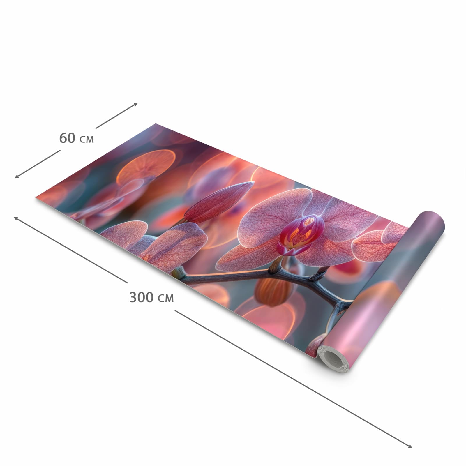 Strapazierfähiger moderner Küchenläufer mit Motiv Orchidee Bokeh in der Größe 60x270 cm