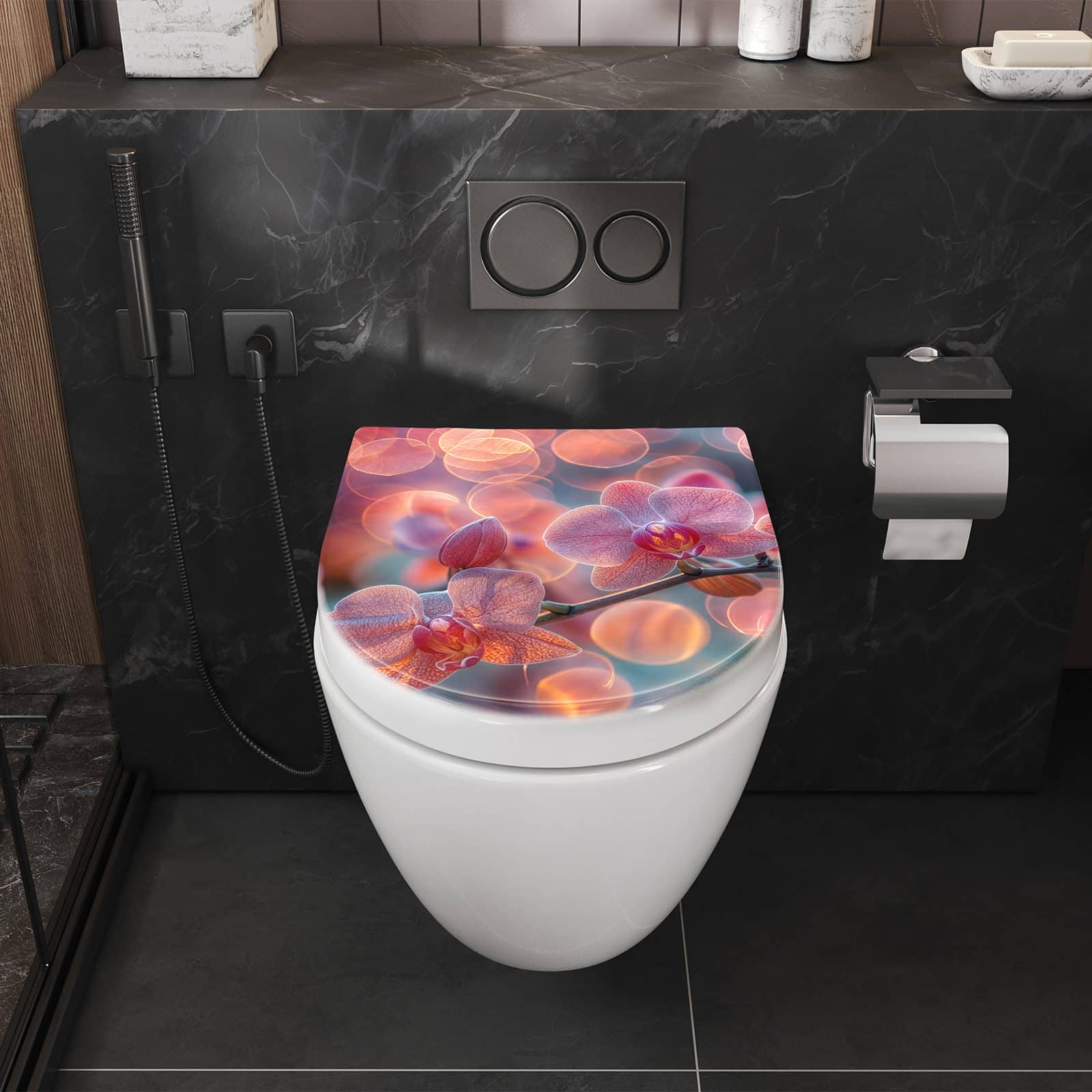 WC-Sitz mit Absenkautomatik Orchidee Bokeh