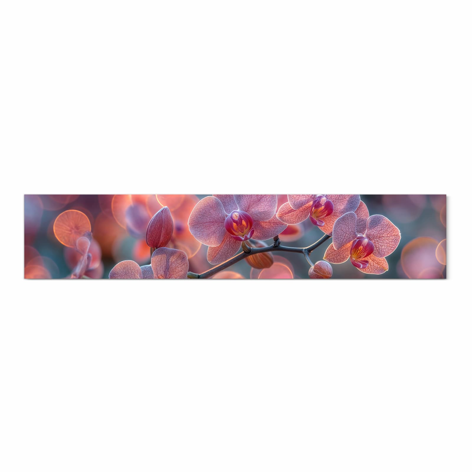 Komfortabler Küchenläufer mit Motiv Orchidee Bokeh in Frontansicht für die Küche