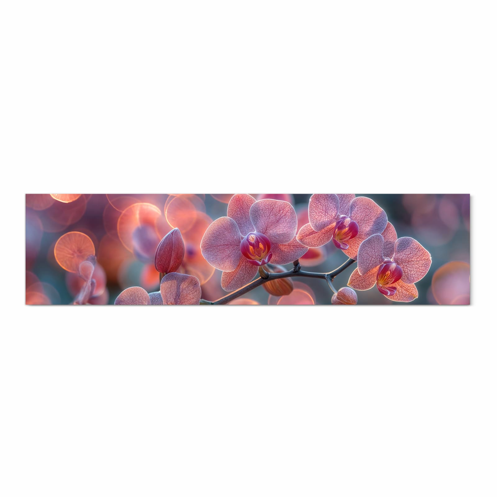 Flacher waschbarer Küchenteppich mit Motiv Orchidee Bokeh in Frontansicht