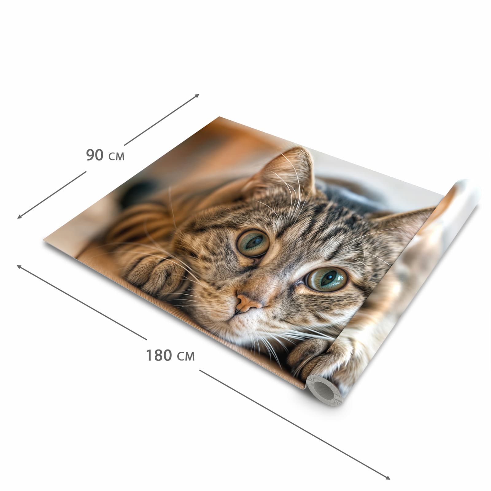Flacher Küchenläufer mit Motiv Katzenschmuseerlebnis in der Grösse 60x240 cm