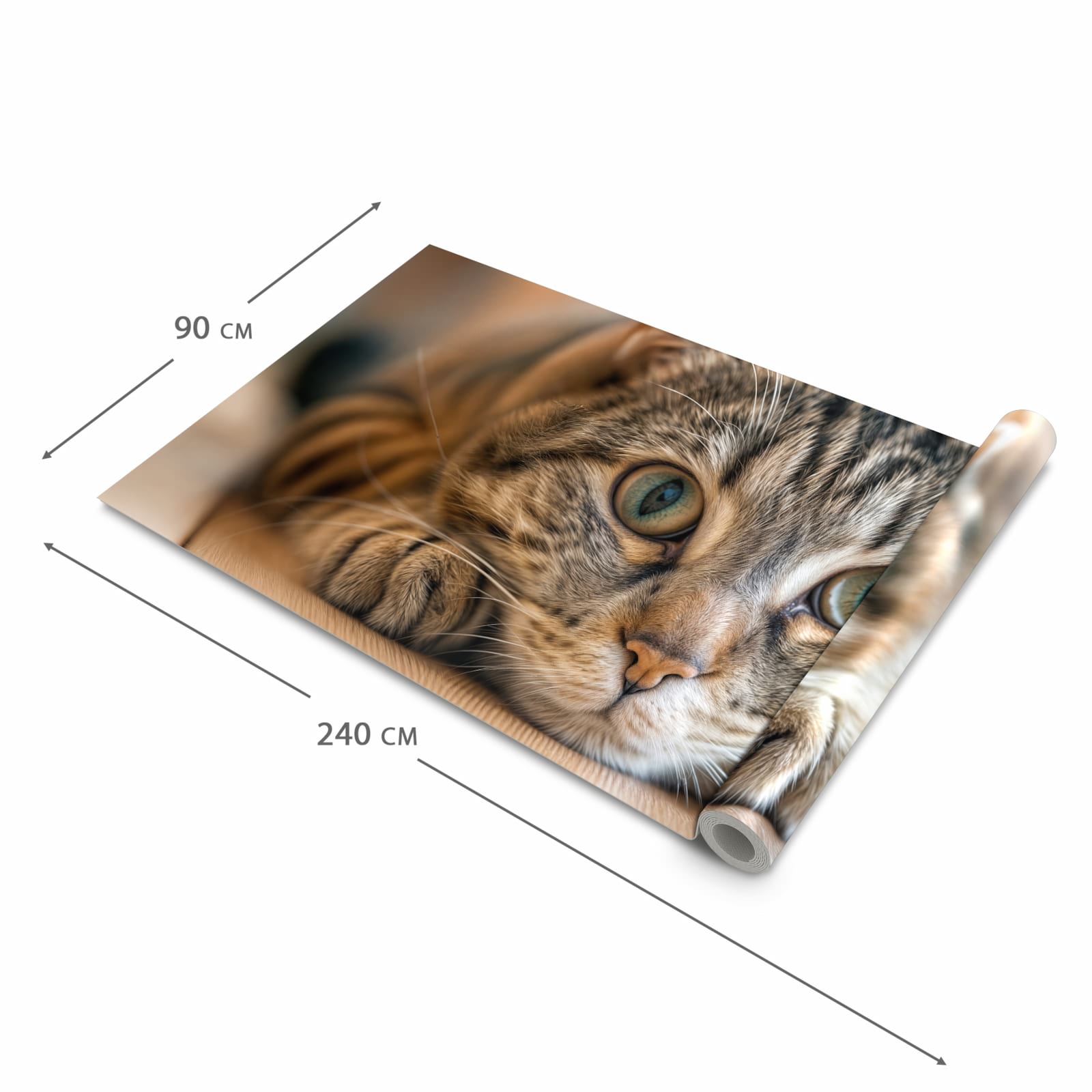 Pflegeleichter waschbarer Küchenläufer mit Motiv Katzenschmuseerlebnis in der Größe 60x240 cm