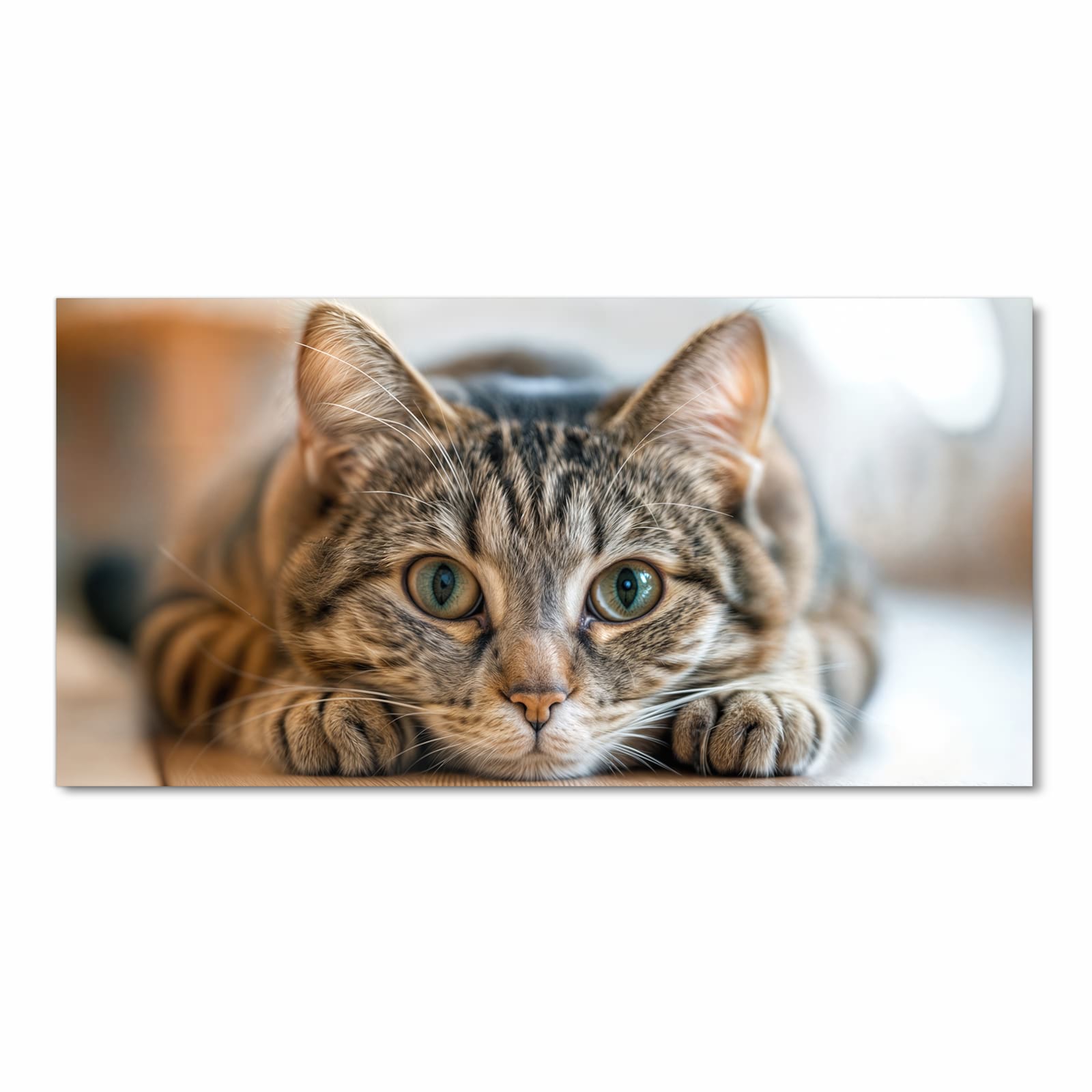 Bodenschonender abwaschbarer Küchenteppich mit Motiv Katzenschmuseerlebnis in Frontansicht