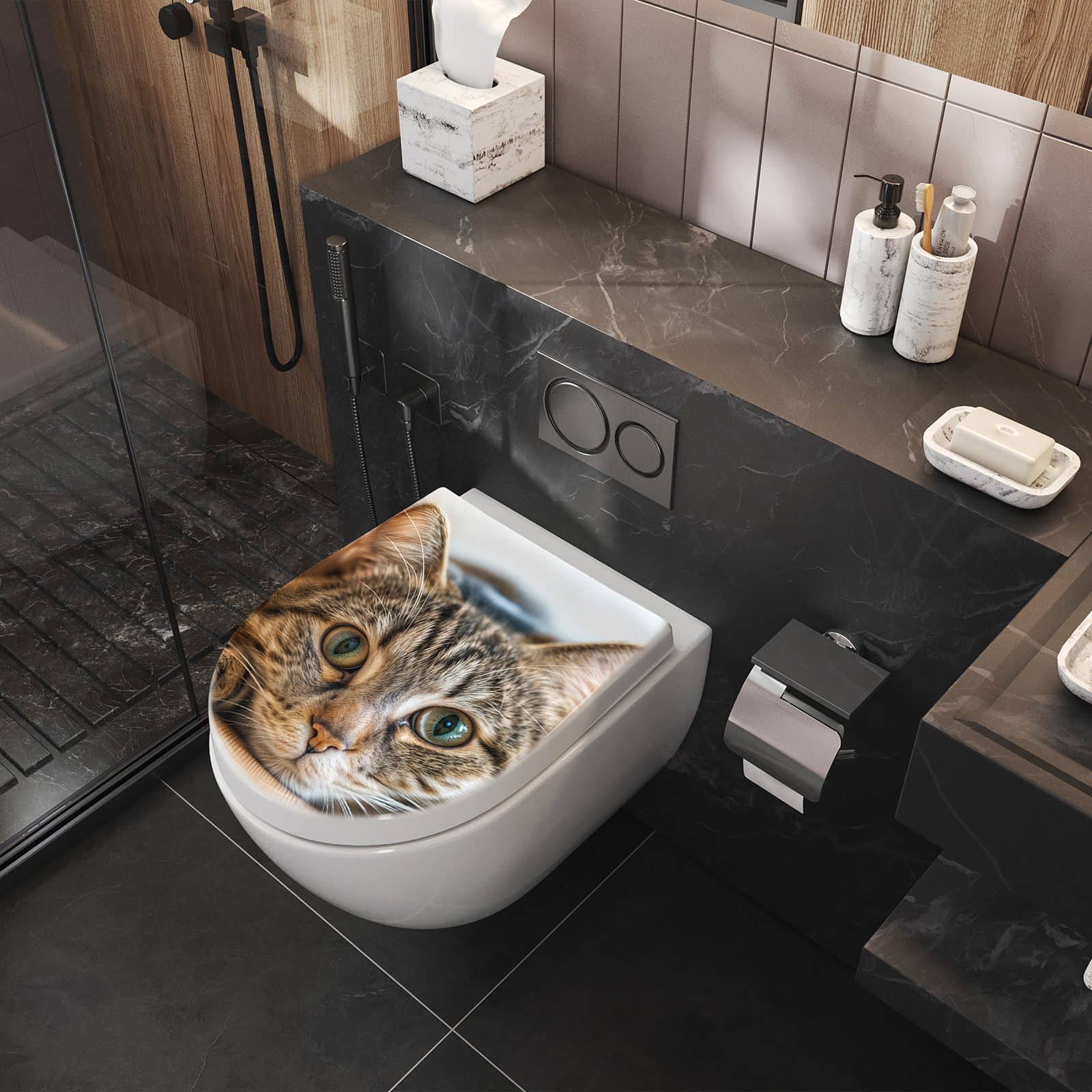 WC-Sitz mit Absenkautomatik Katzenschmuseerlebnis