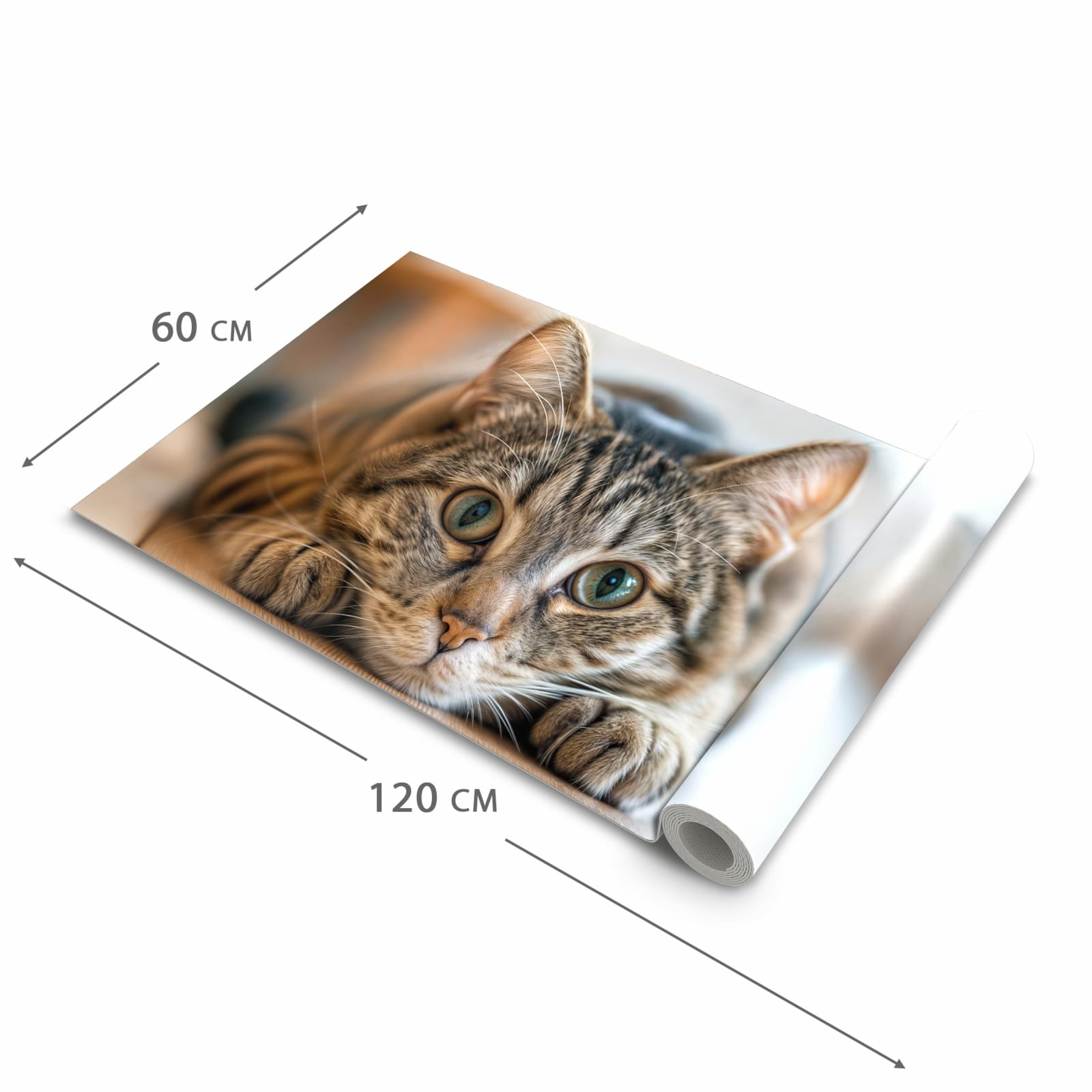 Küchenteppich mit Motiv Katzenschmuseerlebnis in der Grösse 60x240 cm für sicheres Aufbewahren