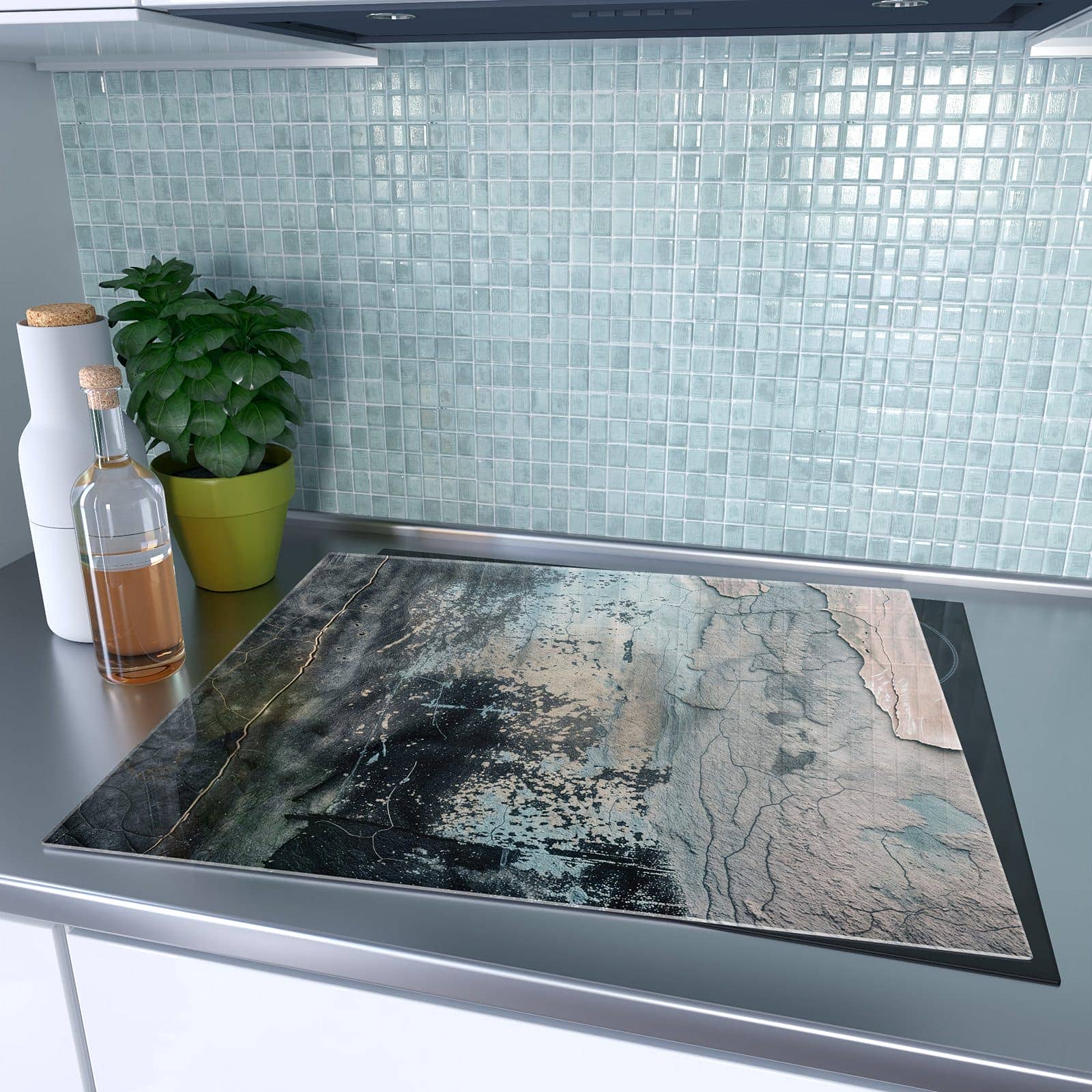 1-teilige Abdeckung für Herdplatte mit Abstrakte Textur-Motiv auf dem Ceranfeld