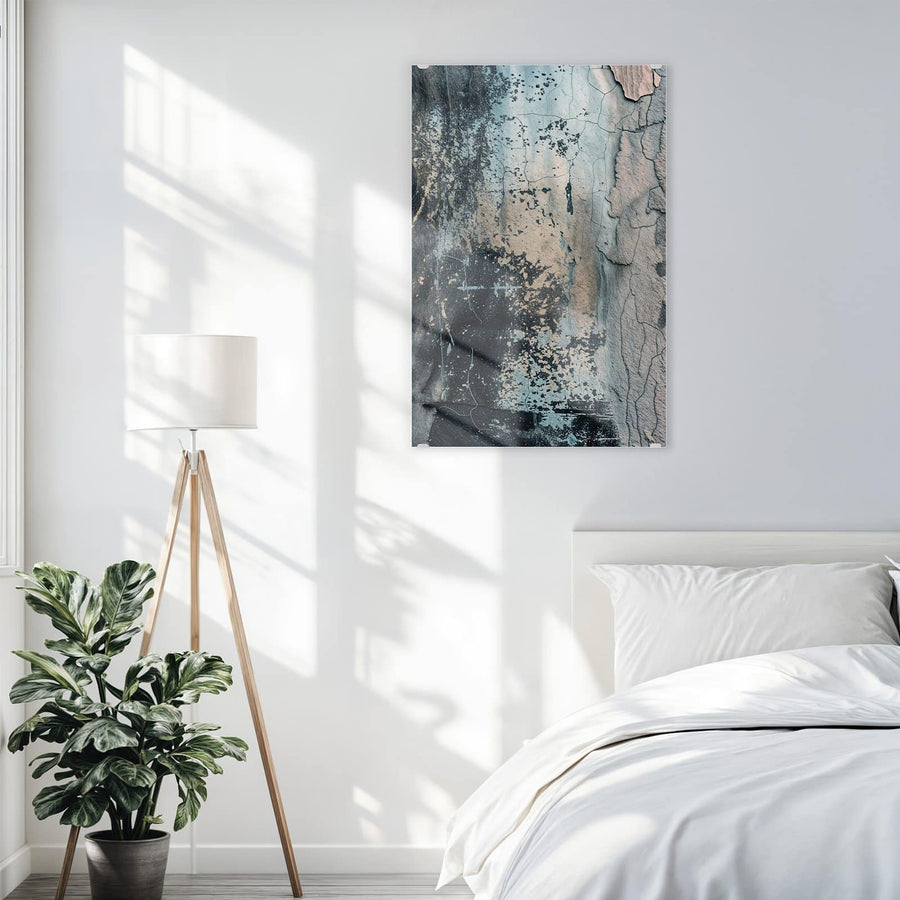 Maße Wandbild - Rissiger Putz in Blau - Hochformat