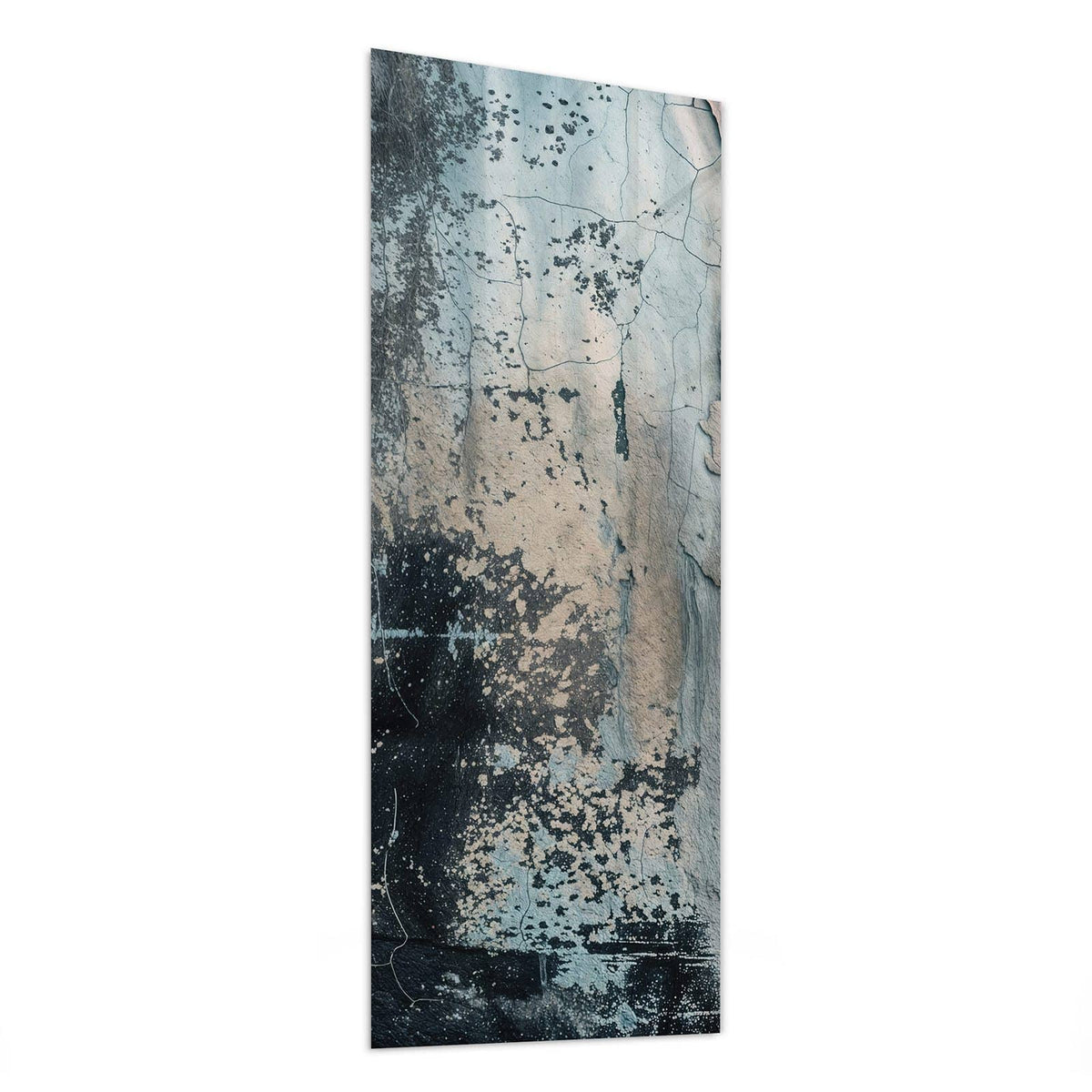 Glasbild Rissiger Putz in Blau von der Seite, 4 mm Echtglas
