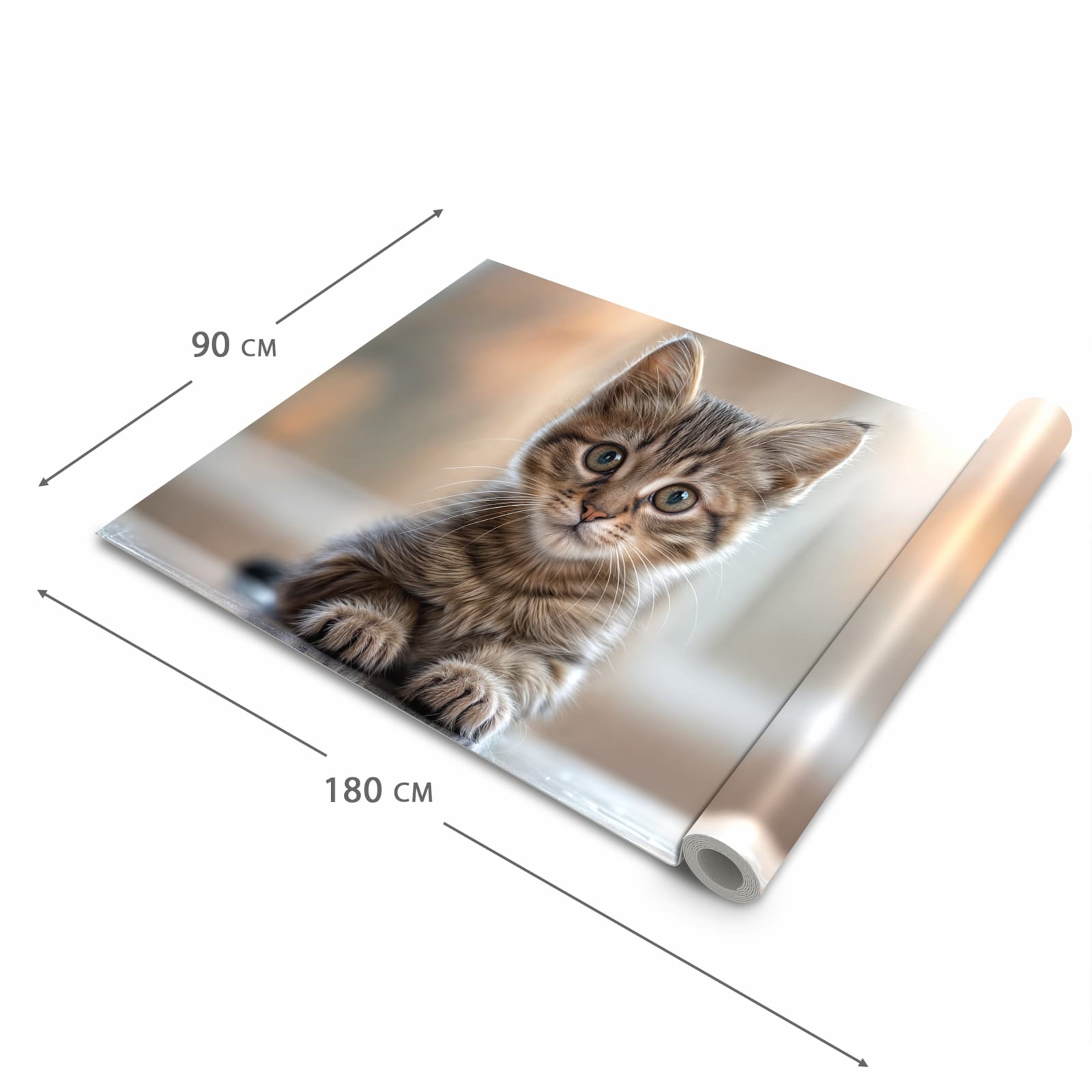 Komfortabler Küchenteppich mit Motiv Katzenjunges in der Grösse 60x180 cm für die Küche