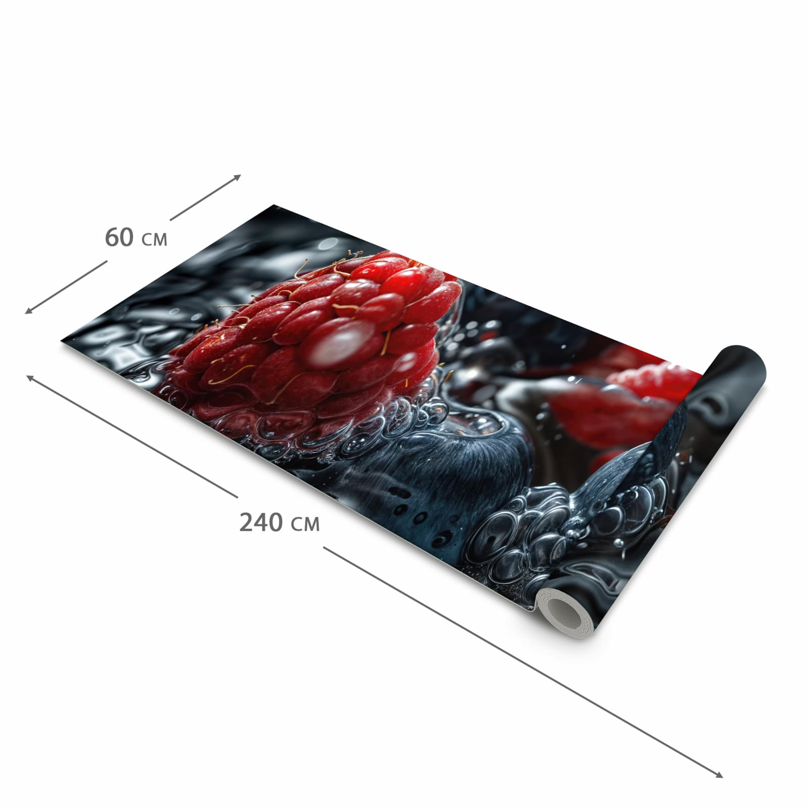 Langlebiger moderner Küchenläufer mit Motiv Früchte im Wasser in der Grösse 60x180 cm