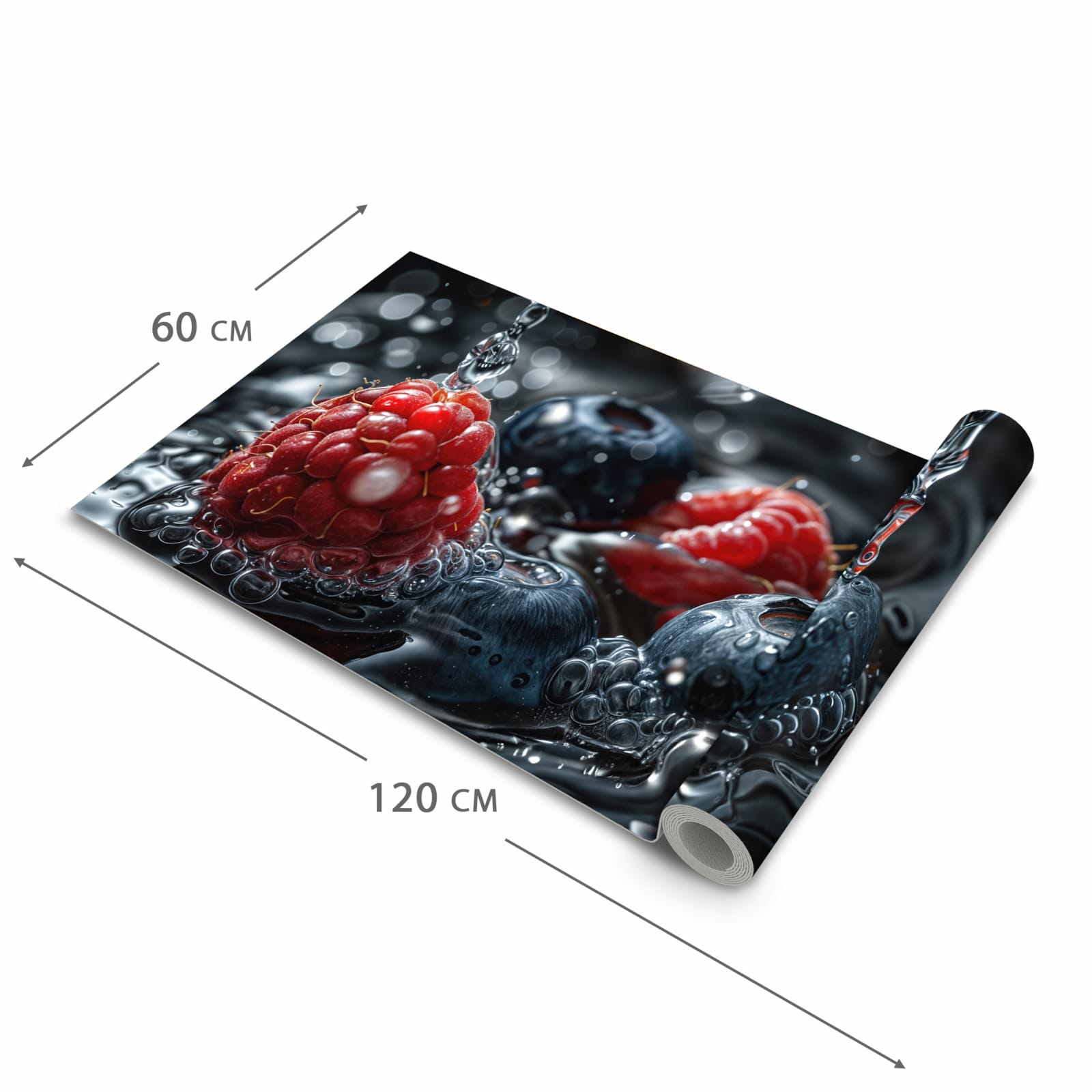 Hygienischer rutschfester Küchenläufer mit Motiv Früchte im Wasser in der Grösse 60x180 cm