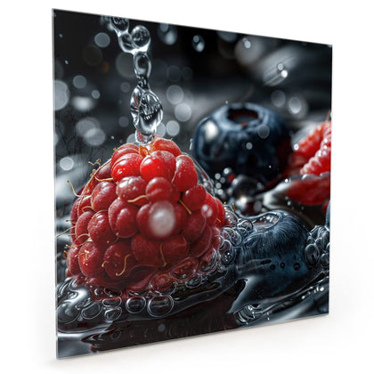 Küchenrückwand mit dem Motiv Himbeere und Blaubeeren