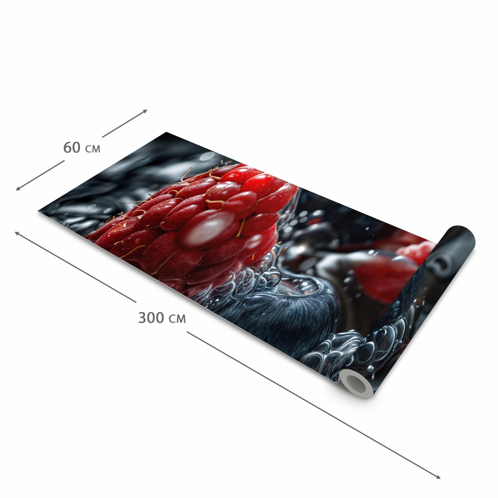 Feuchtigkeitsresistenter Küchenläufer mit Motiv Früchte im Wasser in der Größe 60x180 cm