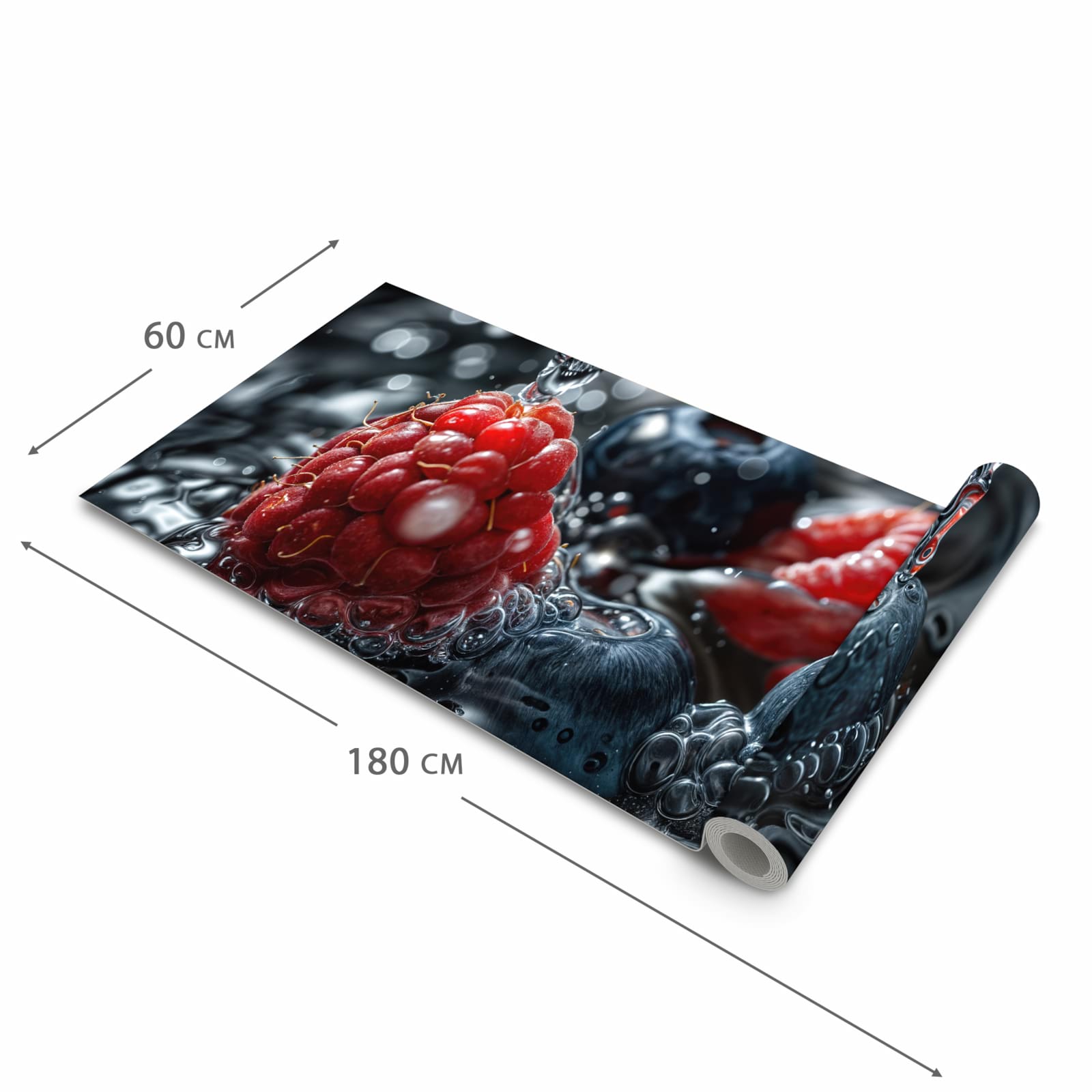 Waschbarer rutschfester Küchenläufer mit Motiv Früchte im Wasser in der Größe 60x180 cm