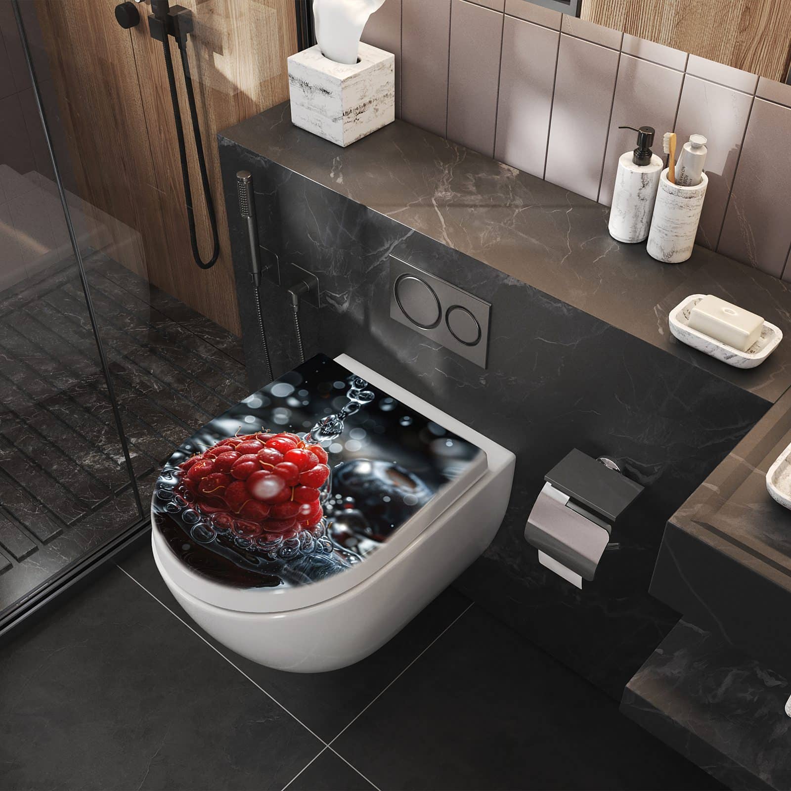 WC-Sitz mit Absenkautomatik Früchte im Wasser