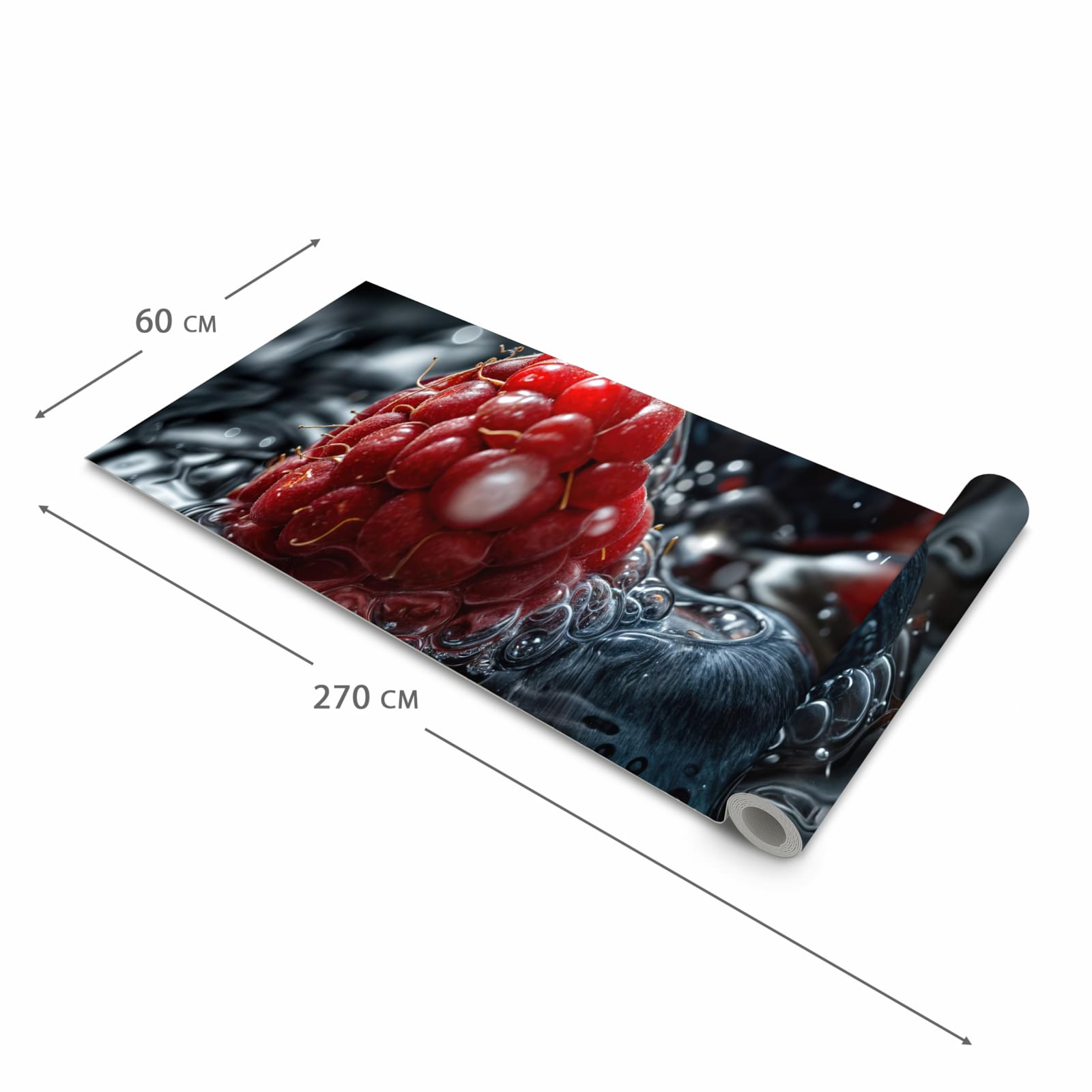 Rutschfester Küchenläufer nach Maß mit Motiv Früchte im Wasser in der Größe 60x180 cm