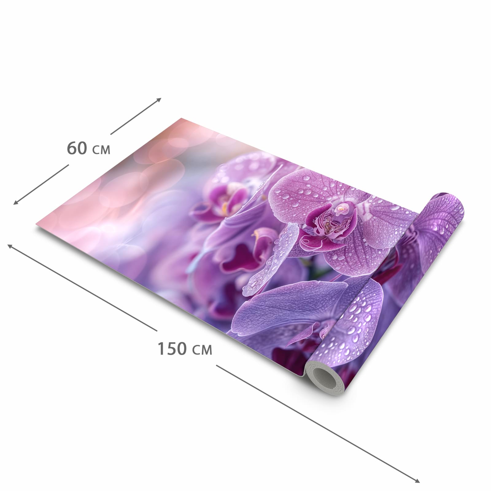 Rutschfester Küchenteppich mit Motiv Orchideenblüten in der Größe 60x150 cm für Trittkomfort