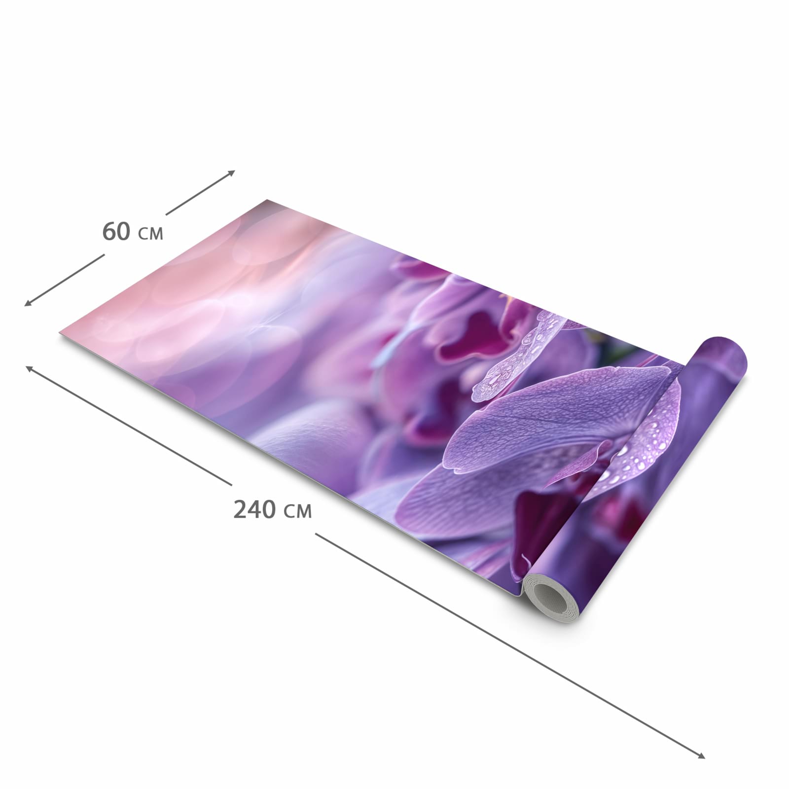 Fleckenresistenter Küchenteppich mit Motiv Orchideenblüten in der Grösse 60x150 cm, waschbar