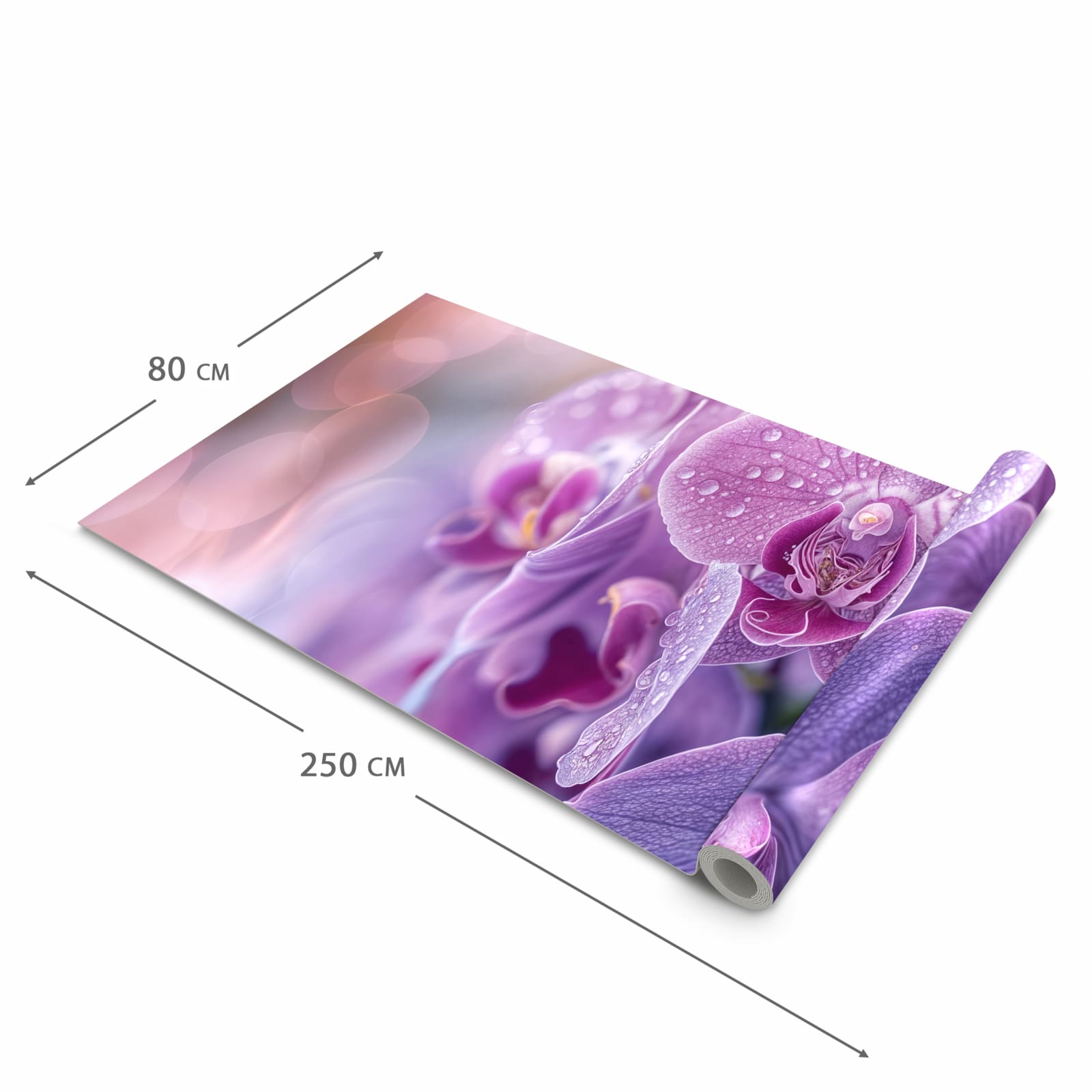 Pflegeleichter Küchenläufer mit Motiv Orchideenblüten in der Grösse 60x180 cm