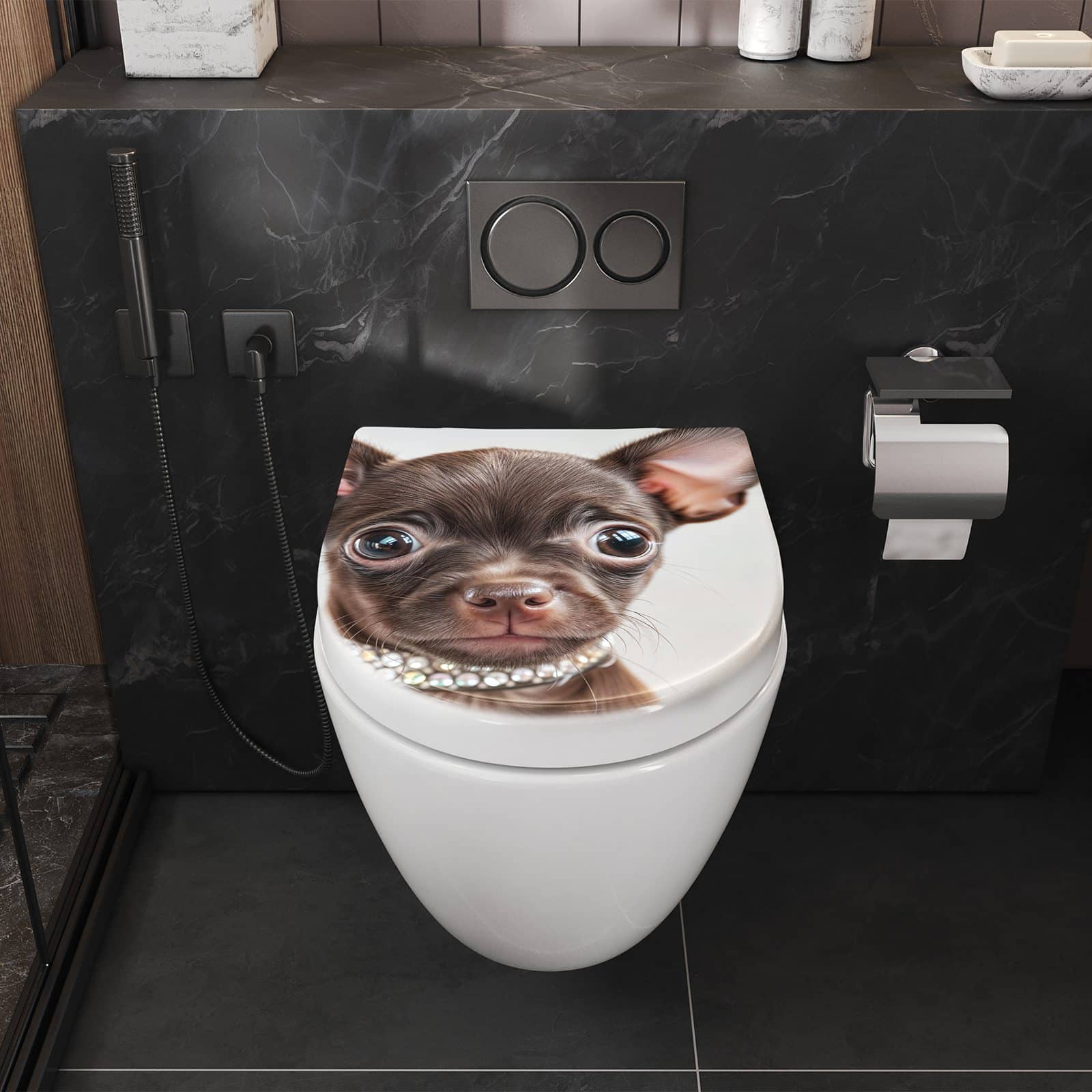 WC-Sitz mit Absenkautomatik Niedlicher Welpenblick