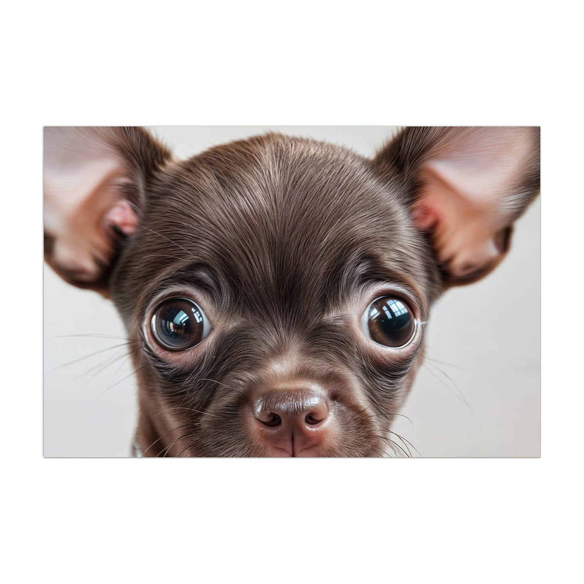 Küchenrückwand aus Glas Chihuahua mit Halsband im Hochformat, Motiv bildfüllend von vorn