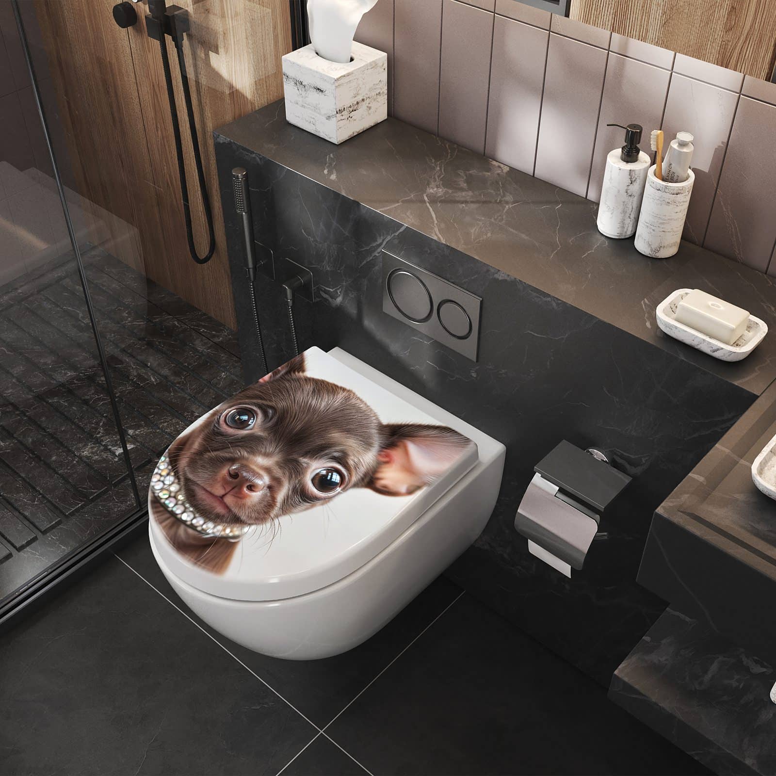 WC-Sitz mit Absenkautomatik Niedlicher Welpenblick