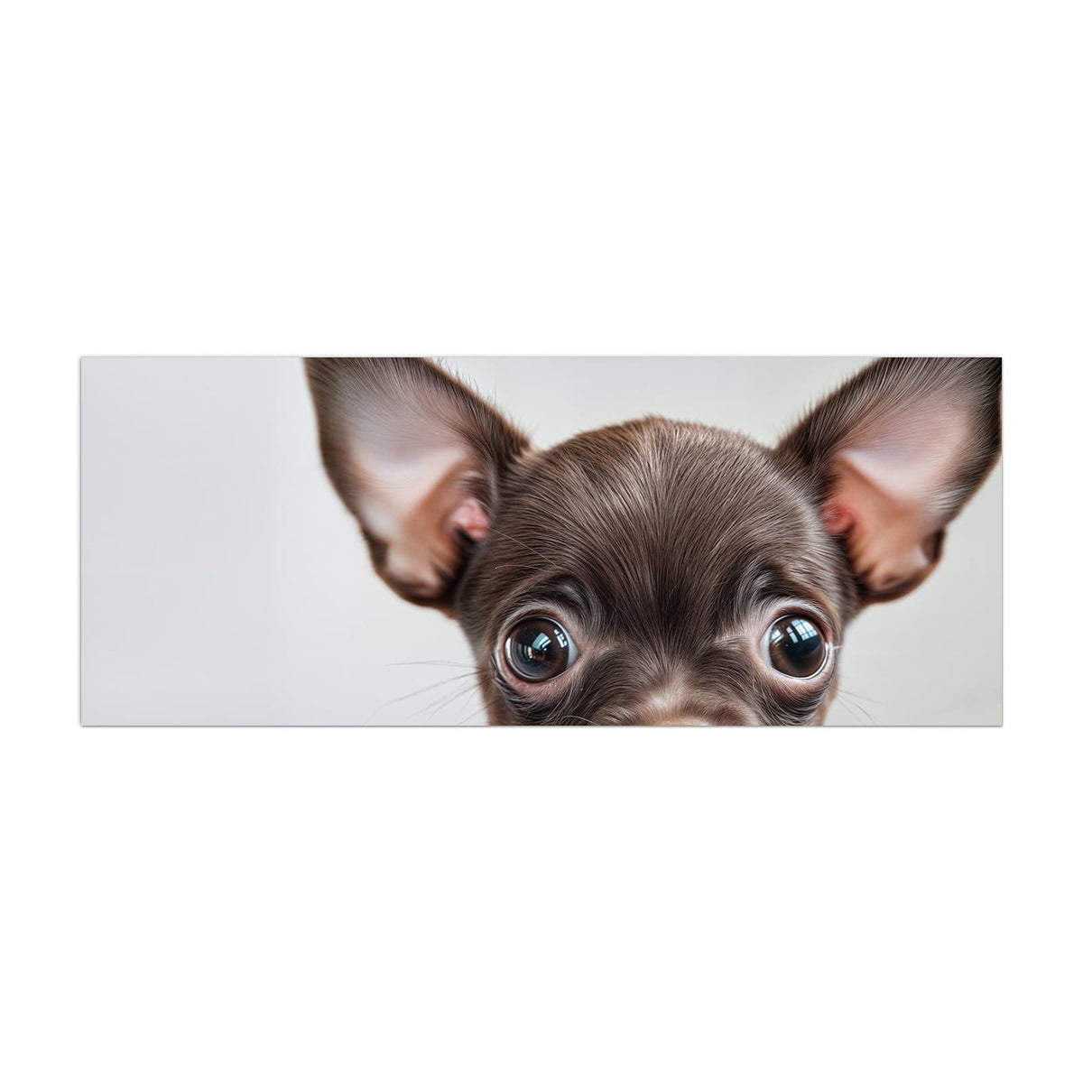 Küchenrückwand aus Glas Chihuahua mit Halsband im Hochformat, Motiv bildfüllend von vorn