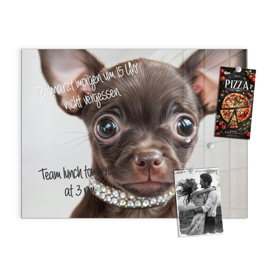 Maße Magnettafel - Chihuahua mit Halsband