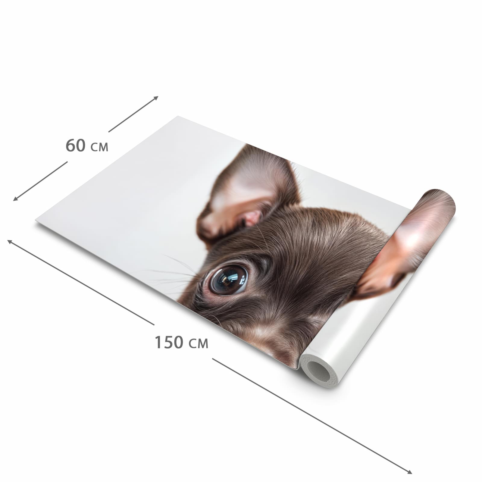 Langlebiger Läufer Eingangsbereich mit Motiv Niedlicher Welpenblick in der Grösse 60x150 cm