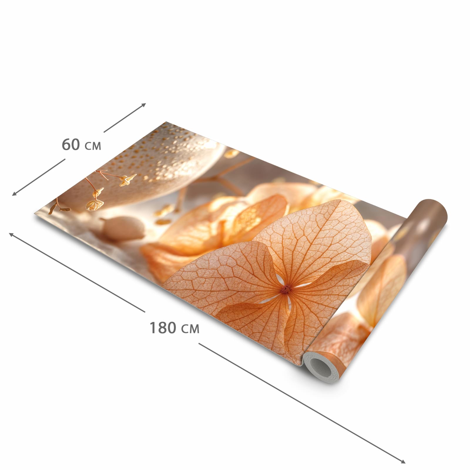 Bodenschonender Küchenläufer nach Maß mit Motiv Blumenarrangement in der Größe 60x120 cm