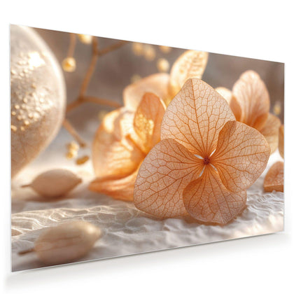 Wandbild mit dem Motiv Hortensie in Apricot