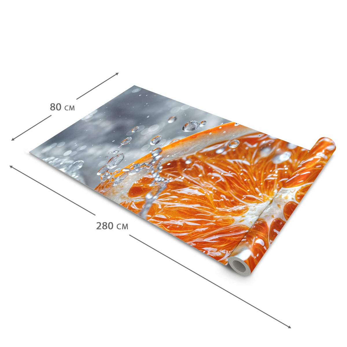 Hygienischer rutschfester Küchenläufer mit Motiv Orangenscheibe Spritz in der Grösse 60x120 cm
