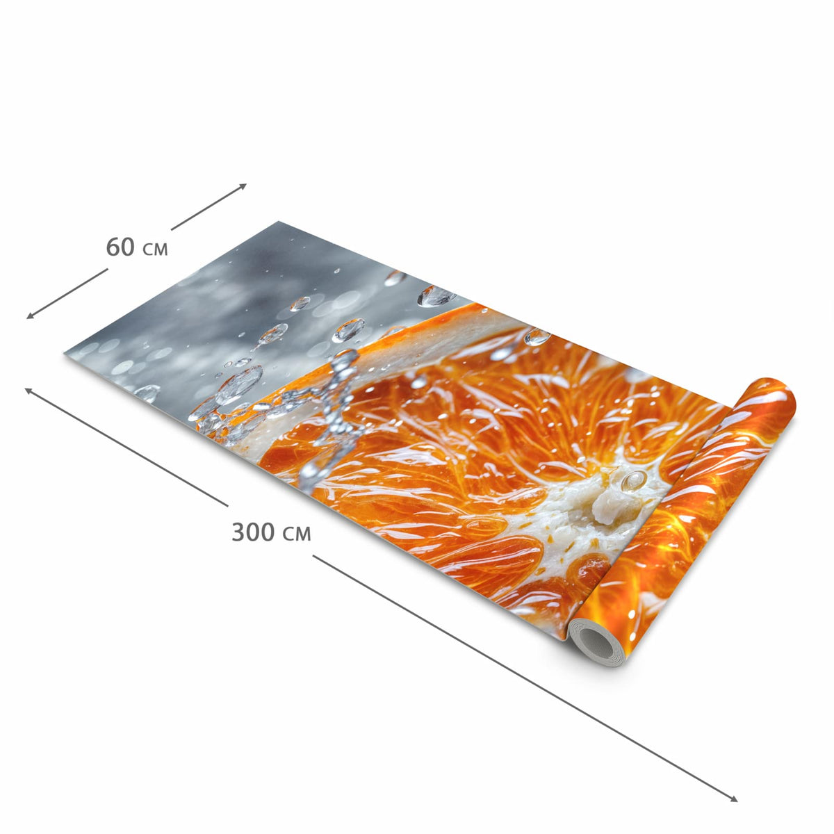 Komfortabler waschbarer Küchenteppich mit Motiv Orangenscheibe Spritz in der Grösse 60x120 cm