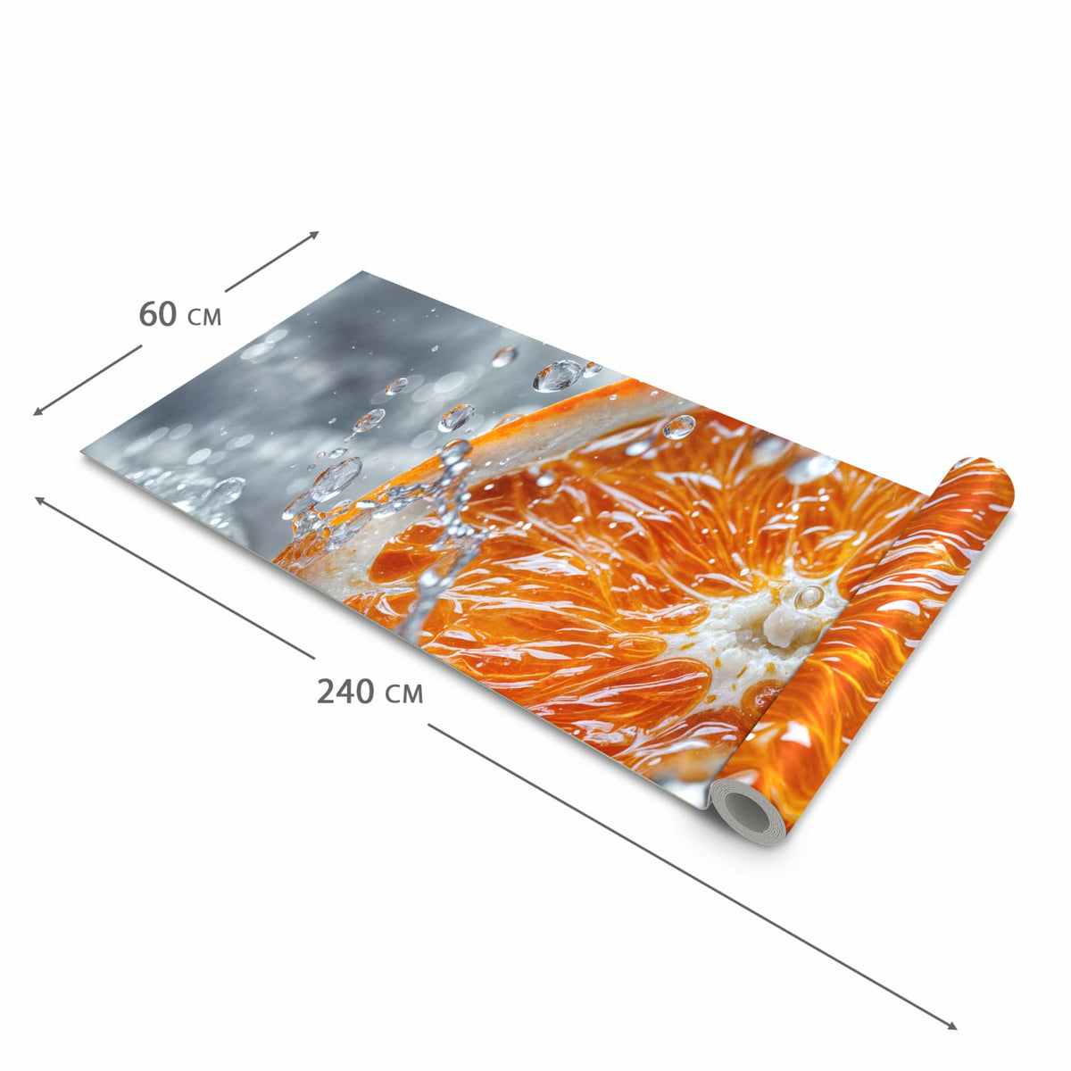 Flacher großer Küchenteppich mit Motiv Orangenscheibe Spritz in der Größe 60x120 cm