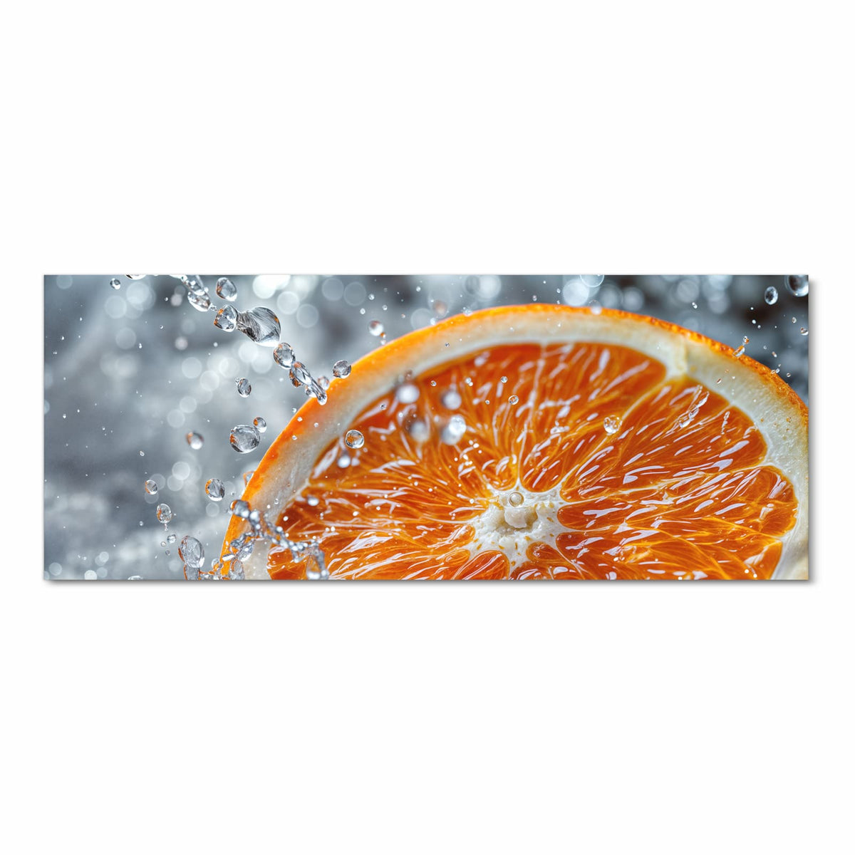 Feuchtigkeitsresistenter Läufer für Eingangsbereich mit Motiv Orangenscheibe Spritz in Frontansicht