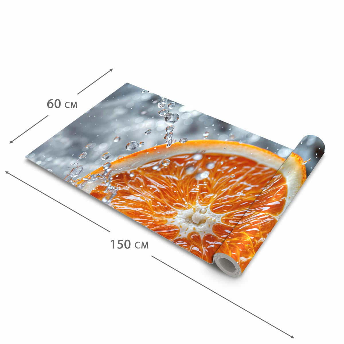 Geruchsneutraler Küchenteppich mit Motiv Orangenscheibe Spritz in der Grösse 60x120 cm zum Waschen