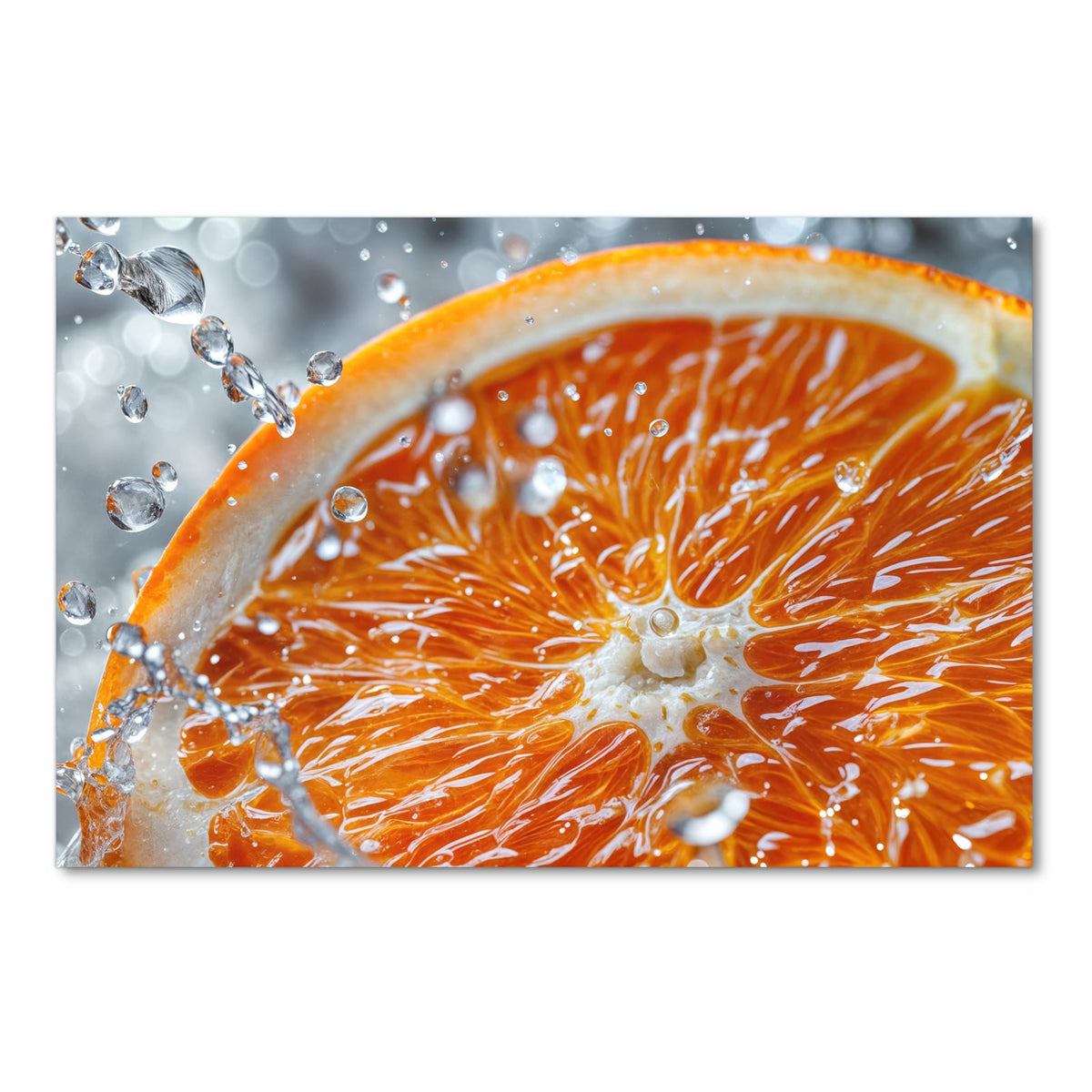 Formstabiler waschbarer Teppich fürs Esszimmer mit Motiv Orangenscheibe Spritz in Frontansicht