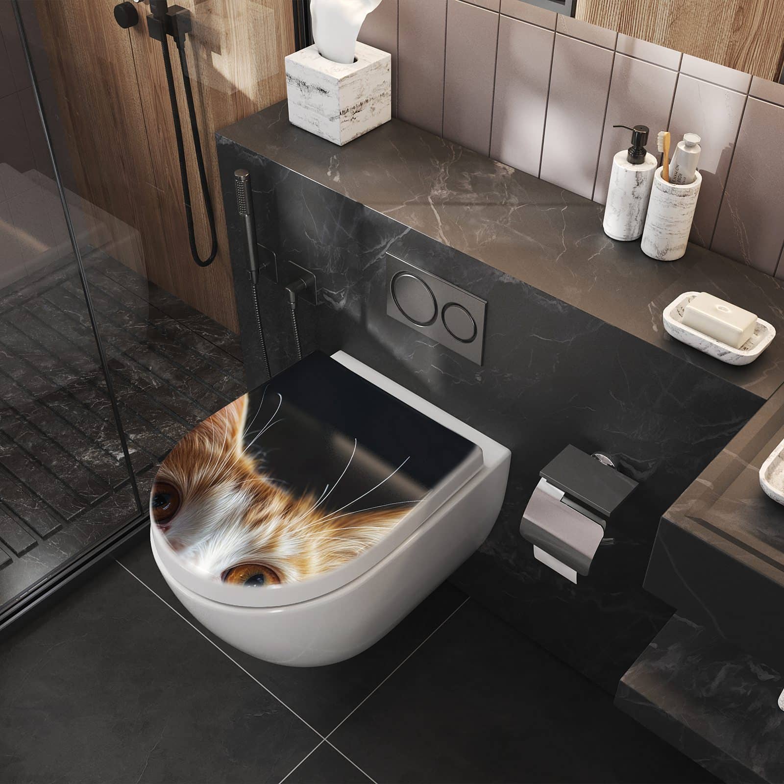 WC-Sitz mit Absenkautomatik Sanfte Katzenaugen