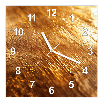 Wanduhr Quadratisch mit dem Motiv Schimmerndes Gold