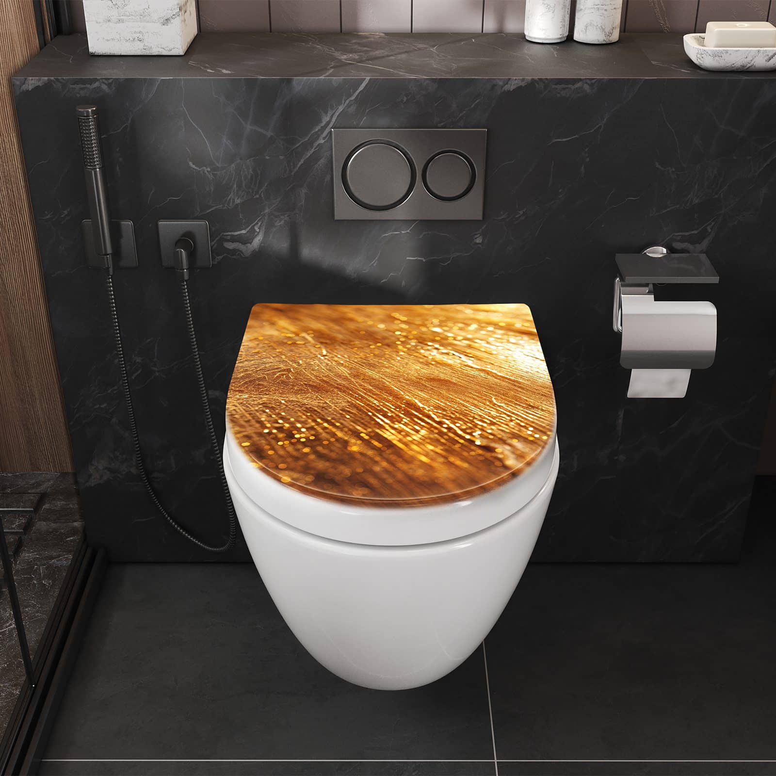 WC-Sitz mit Absenkautomatik Goldene Textur