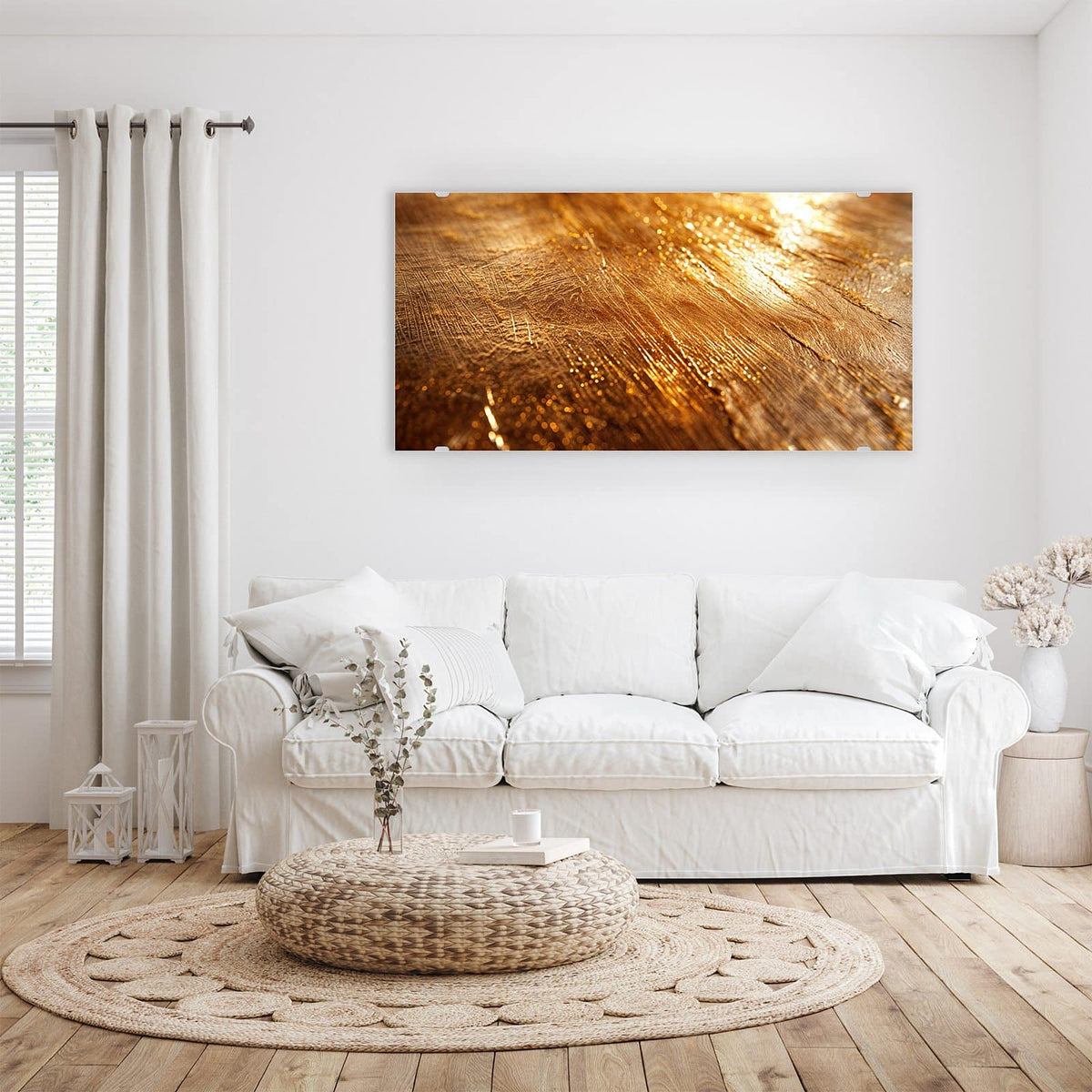 Wandbild - Schimmerndes Gold - Querformat – Schimmernde Goldstruktur mit Lichtreflexen